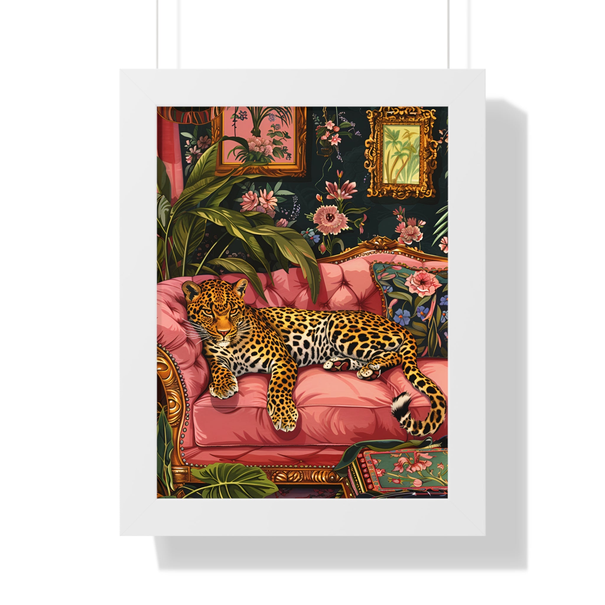 Framed Paper Print - Leopard Lounge in Bloom