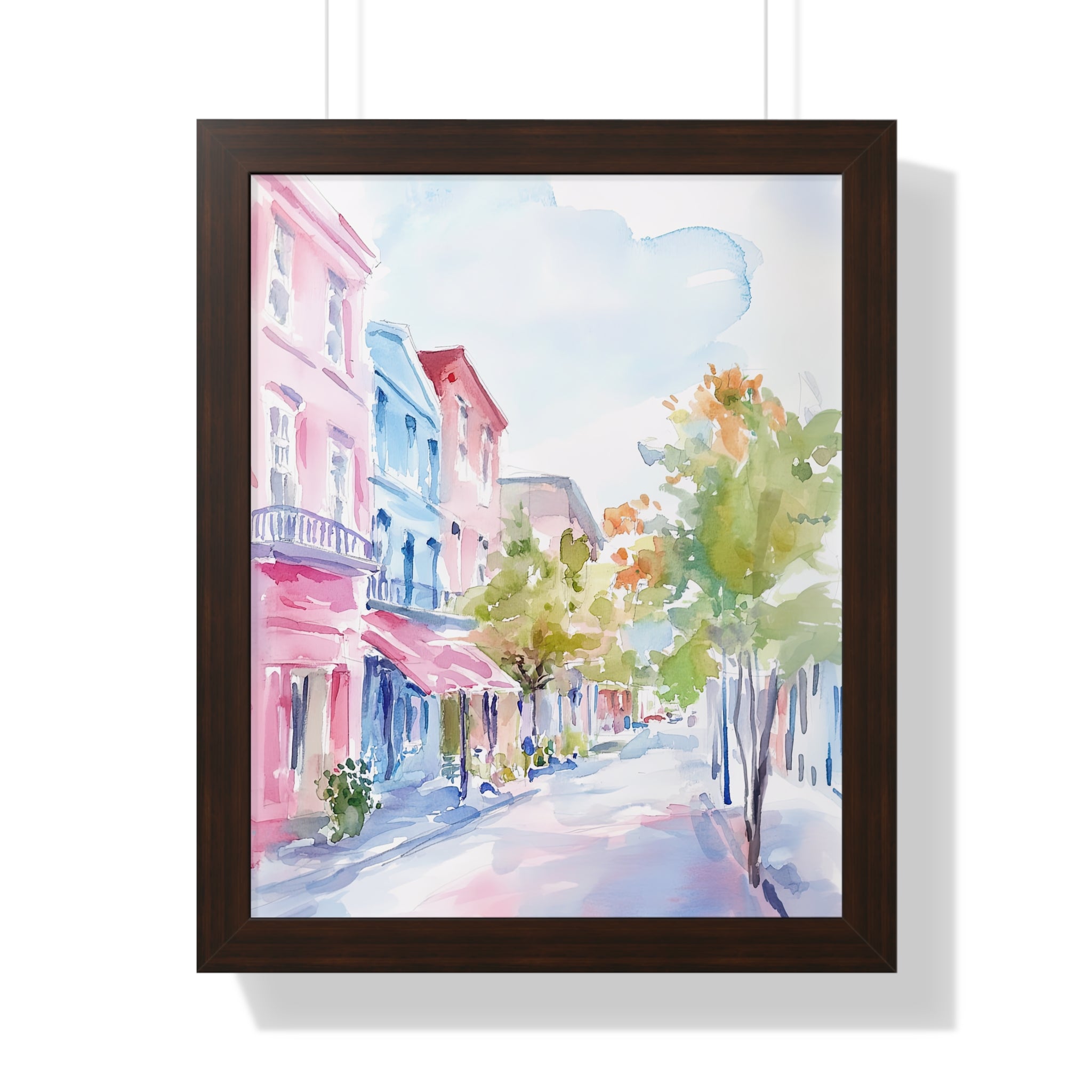 Framed Paper Print - Pastel Charleston Street Scene