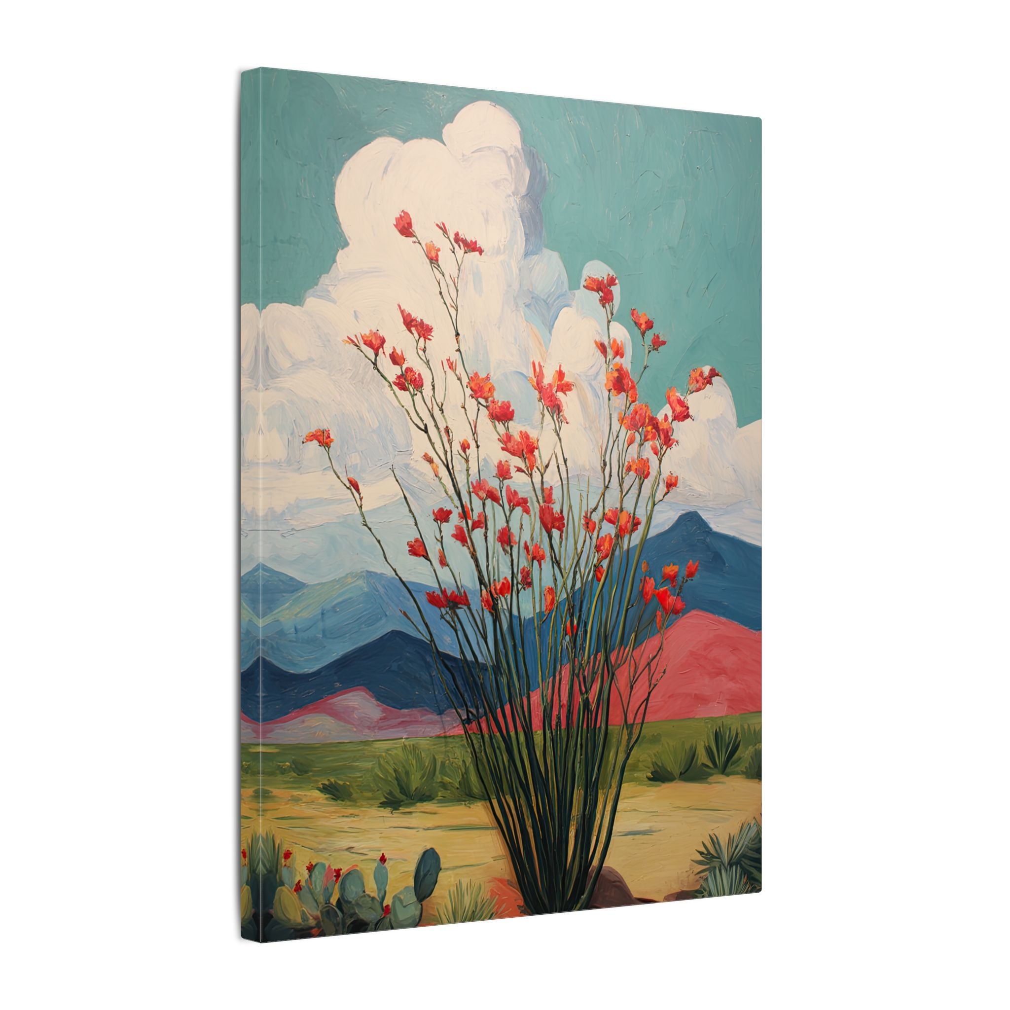 .75" Matte Canvas - Ocotillo Cactus Desert Bloom