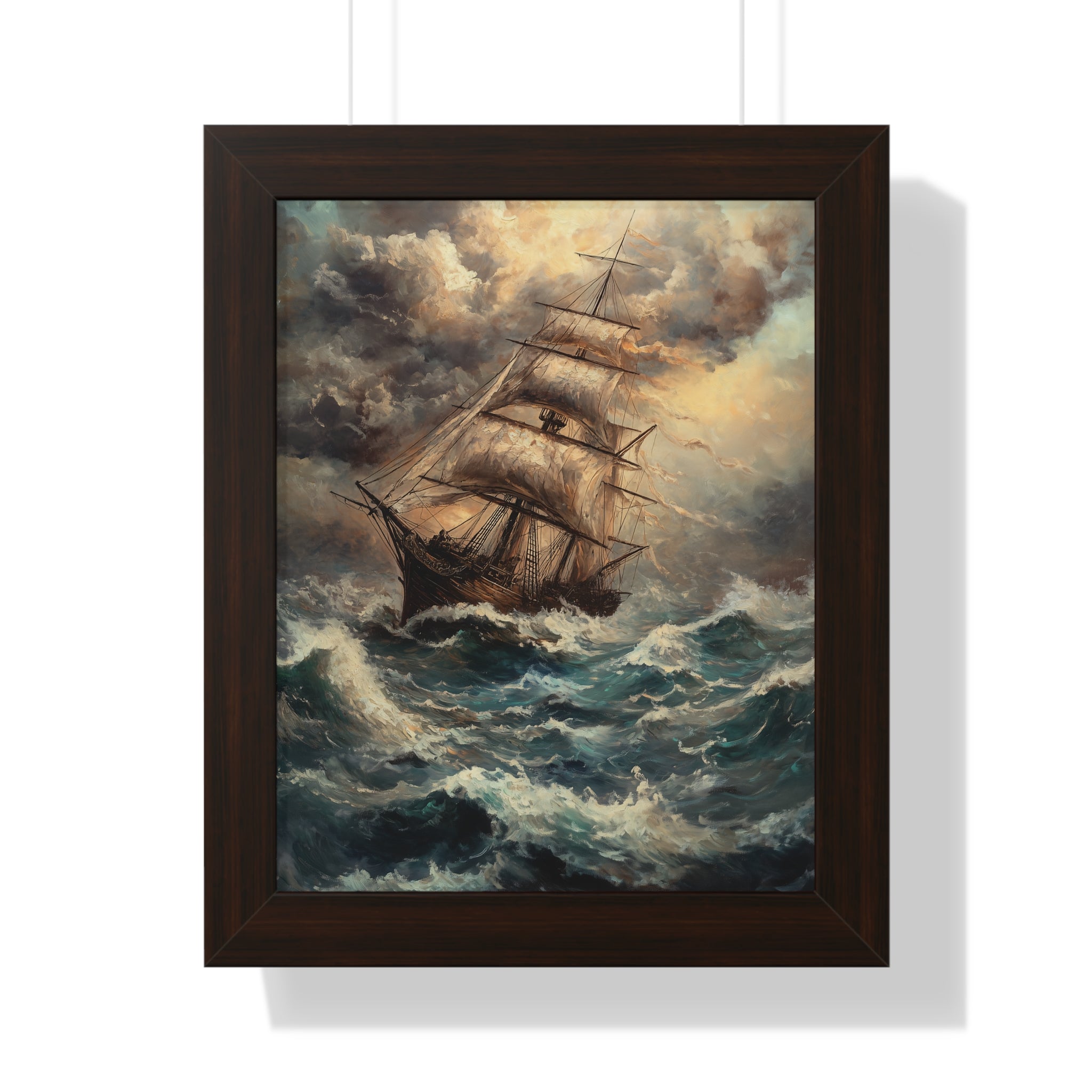 Framed Paper Print - Stormy Voyage Sailing Ship
