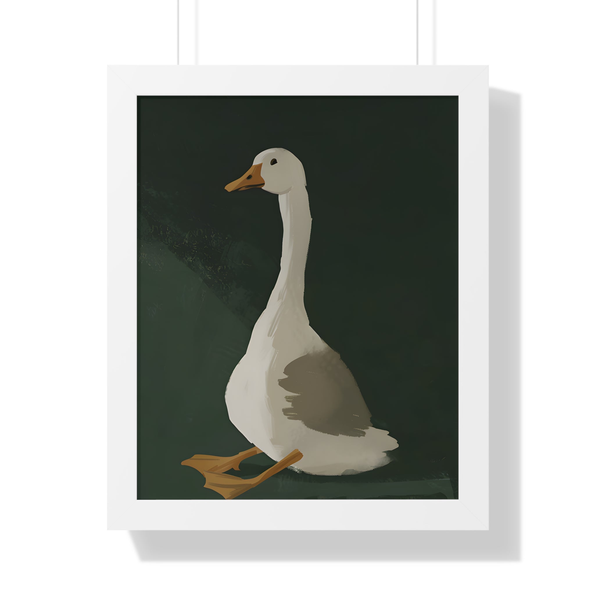 Framed Paper Print - Sitting Goose in Spotlight