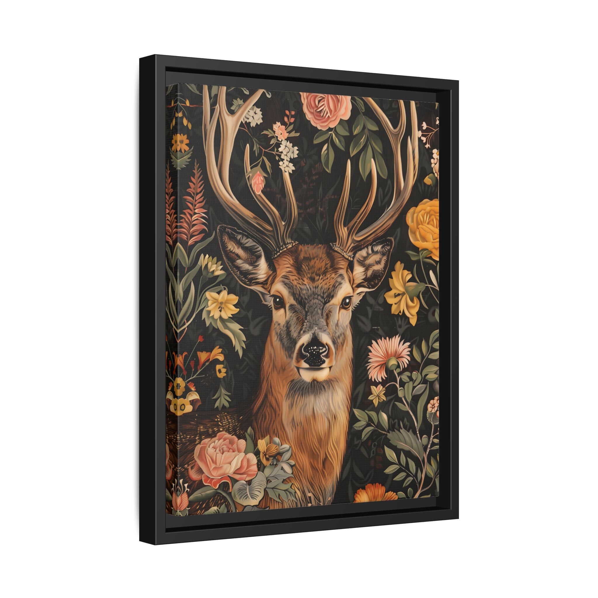 Framed Canvas - Floral Deer Majesty