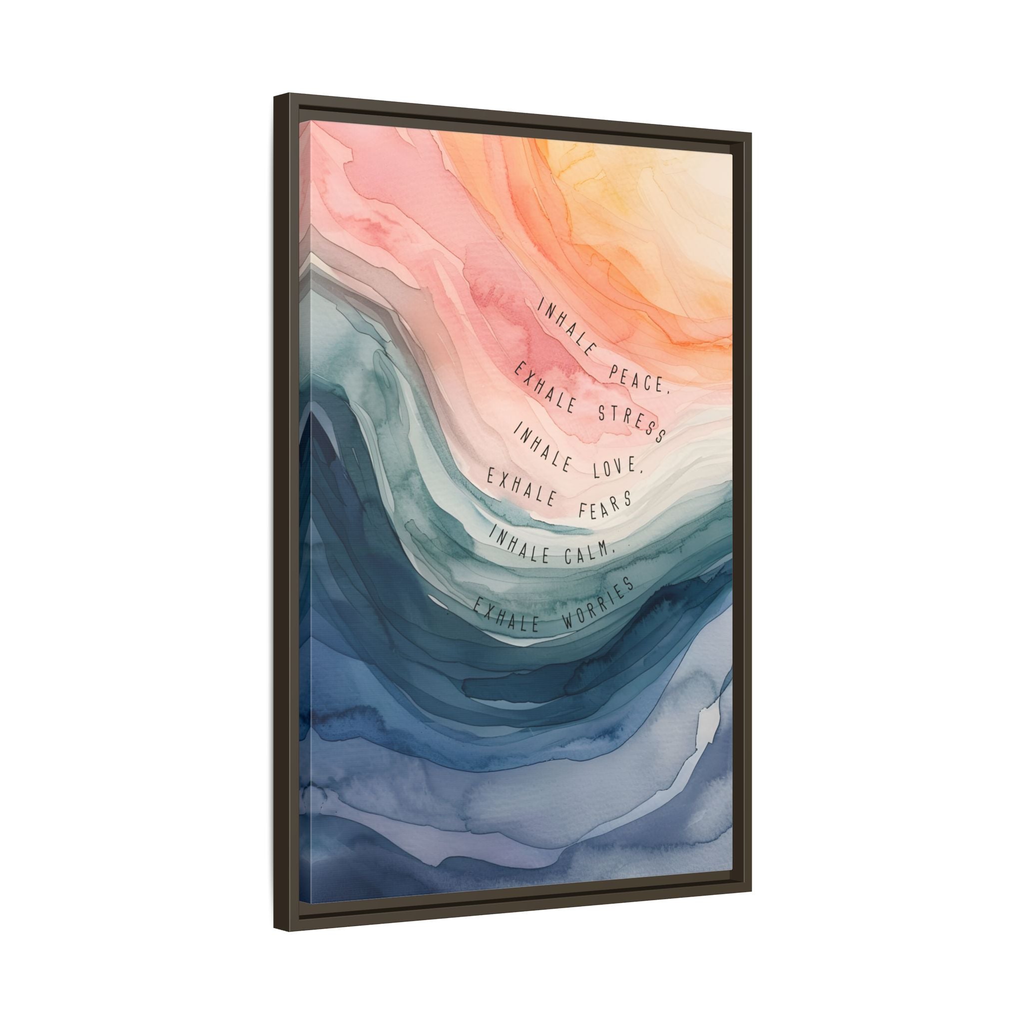 Framed Canvas - Inhale Exhale Watercolor Calm