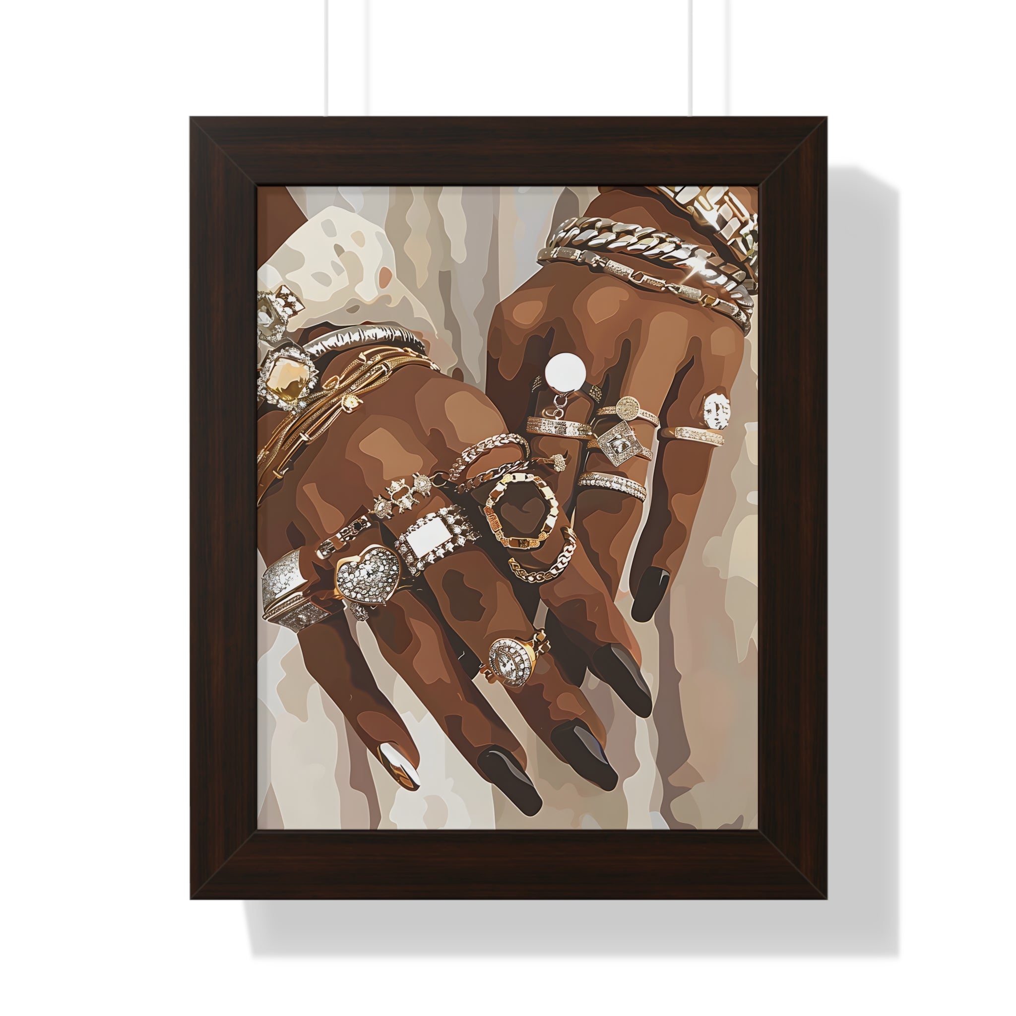 Framed Paper Print - Layered Luxe Jewelry Hands