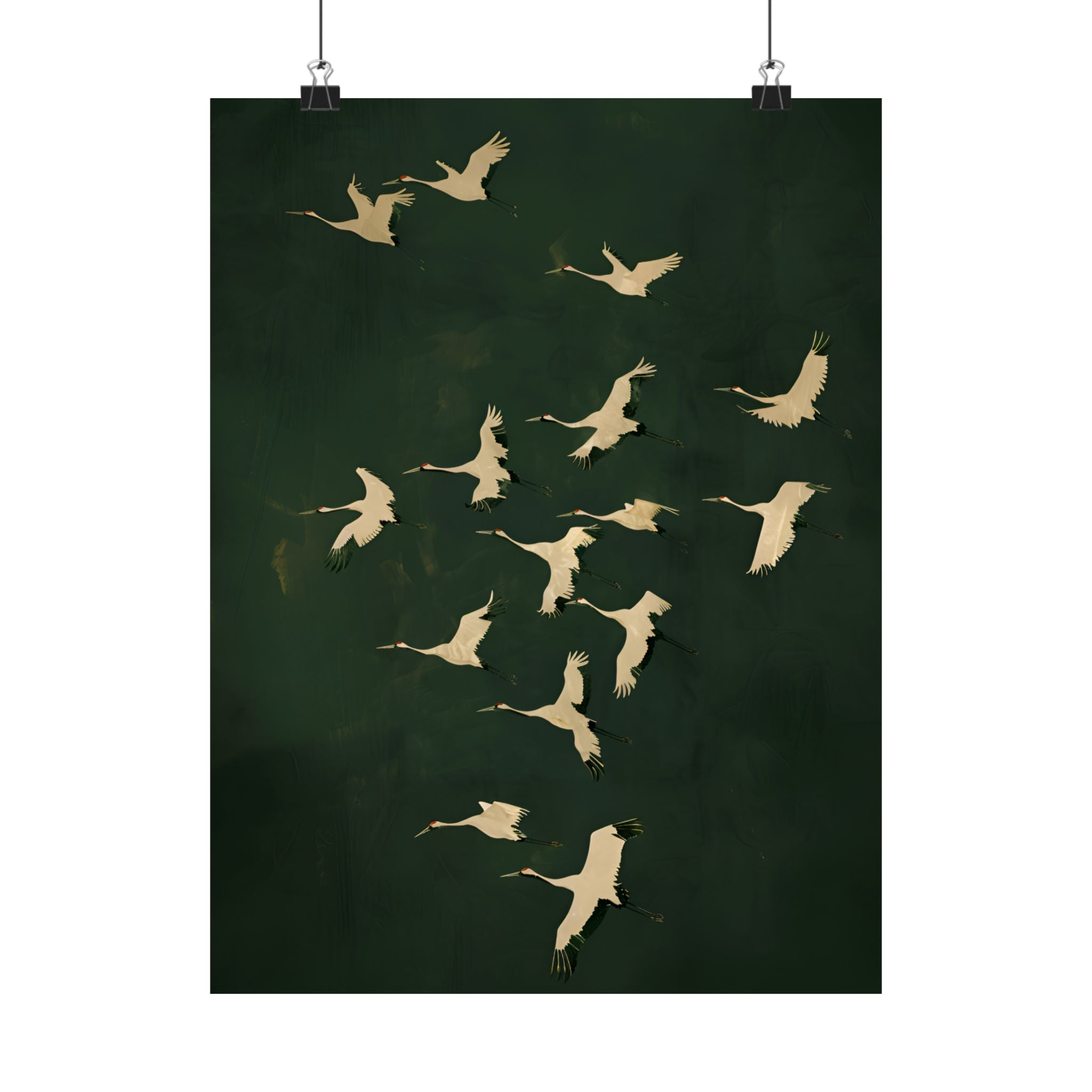 Emerald Sky Japanese Cranes