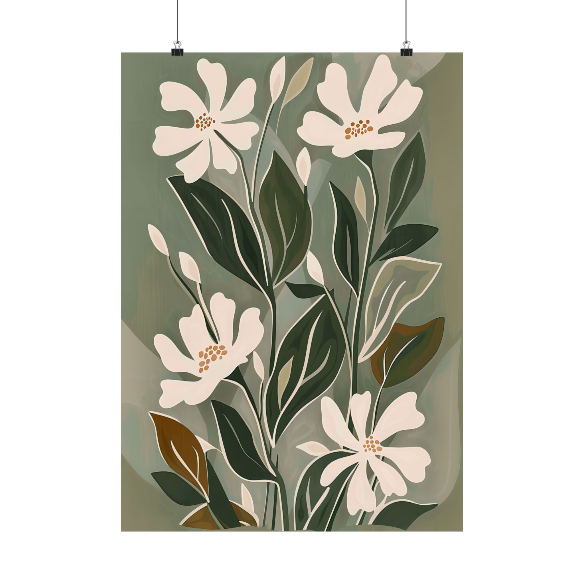 Cream Blooms on Sage Leaves