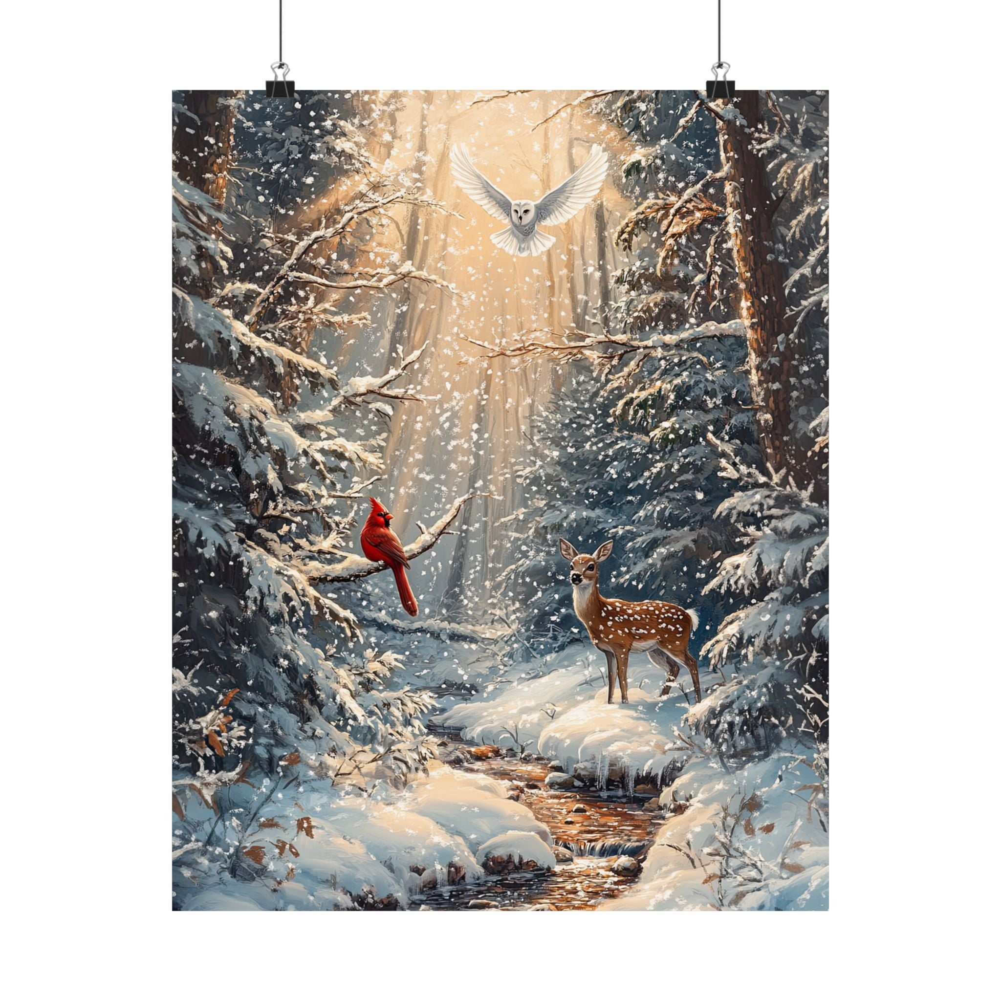 Winter Cardinal Deer Owl