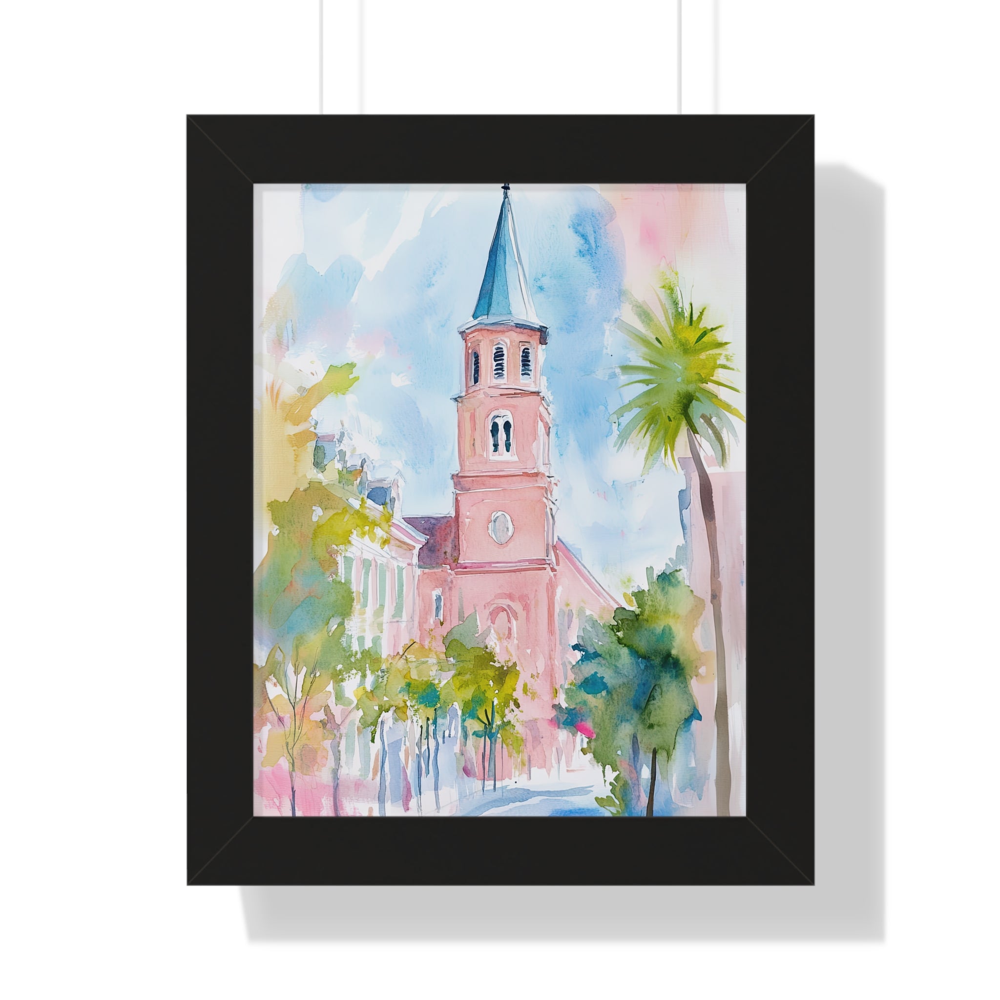 Framed Paper Print - Charleston Steeple in Pastel Haze