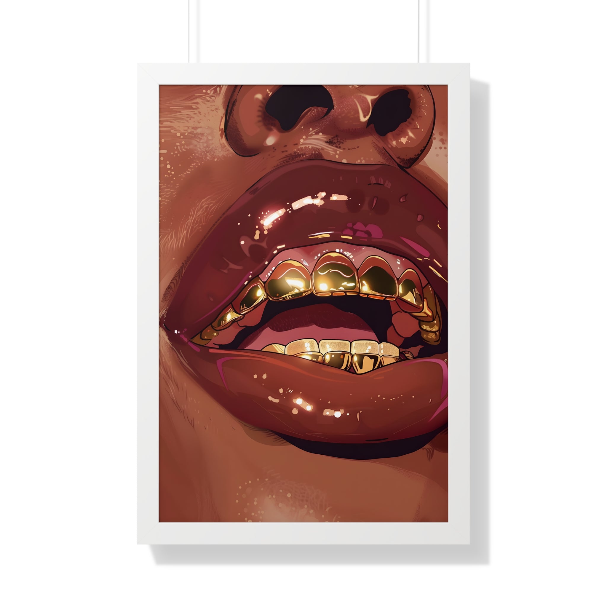 Framed Paper Print - Gold Grills Glam Closeup