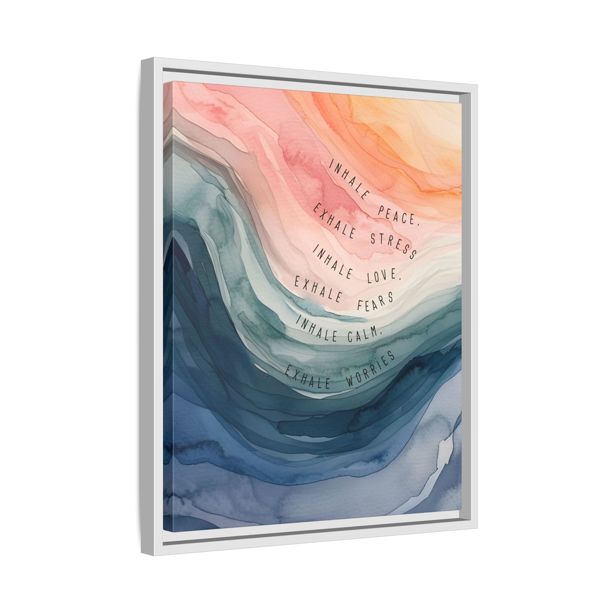 Framed Canvas - Inhale Exhale Watercolor Calm