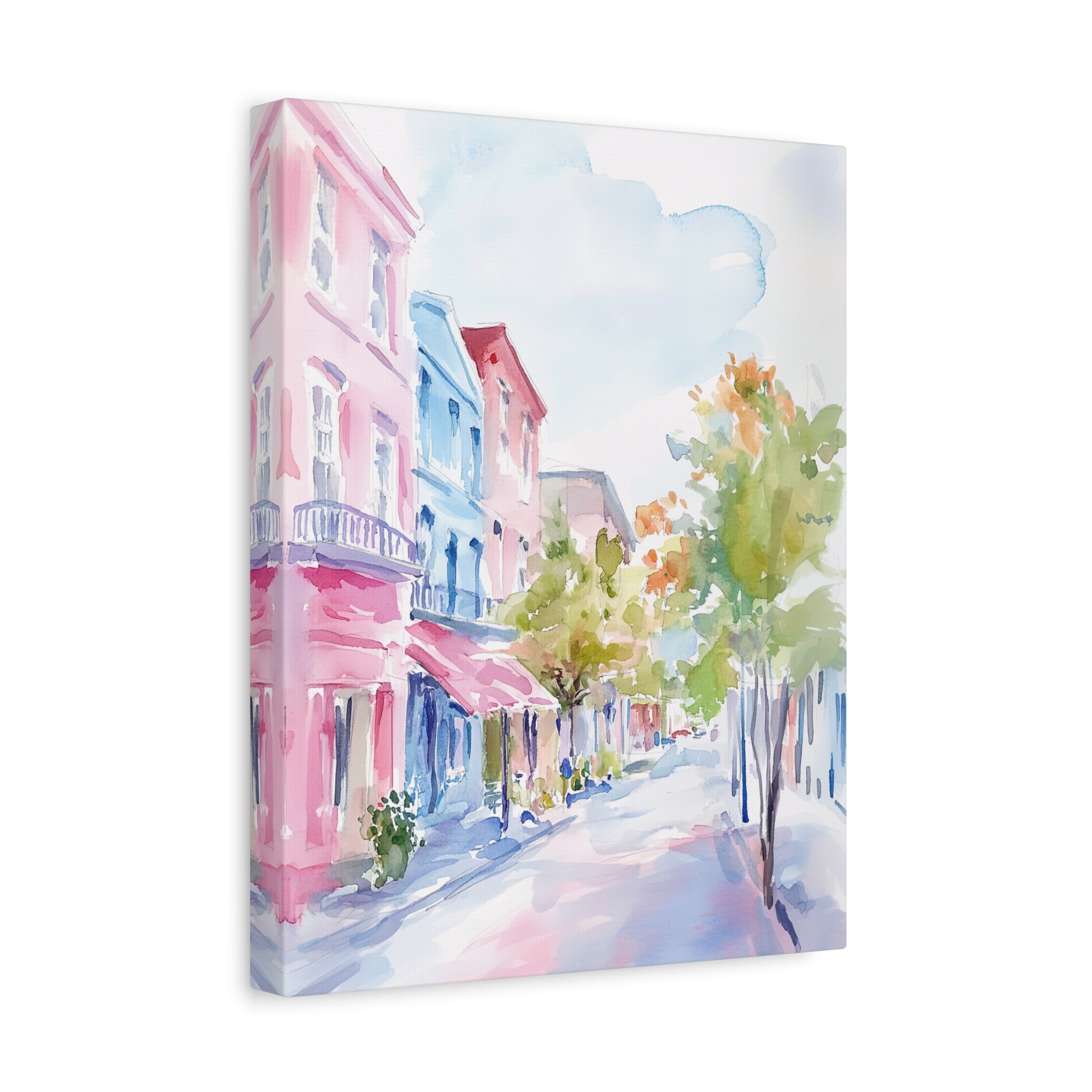 1.25" Matte Canvas - Pastel Charleston Street Scene