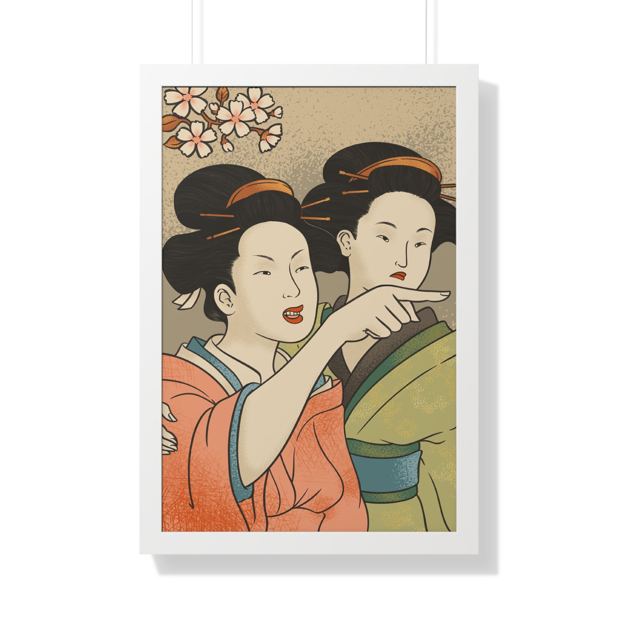 Framed Paper Print - Japanese Woman Yells at Cat