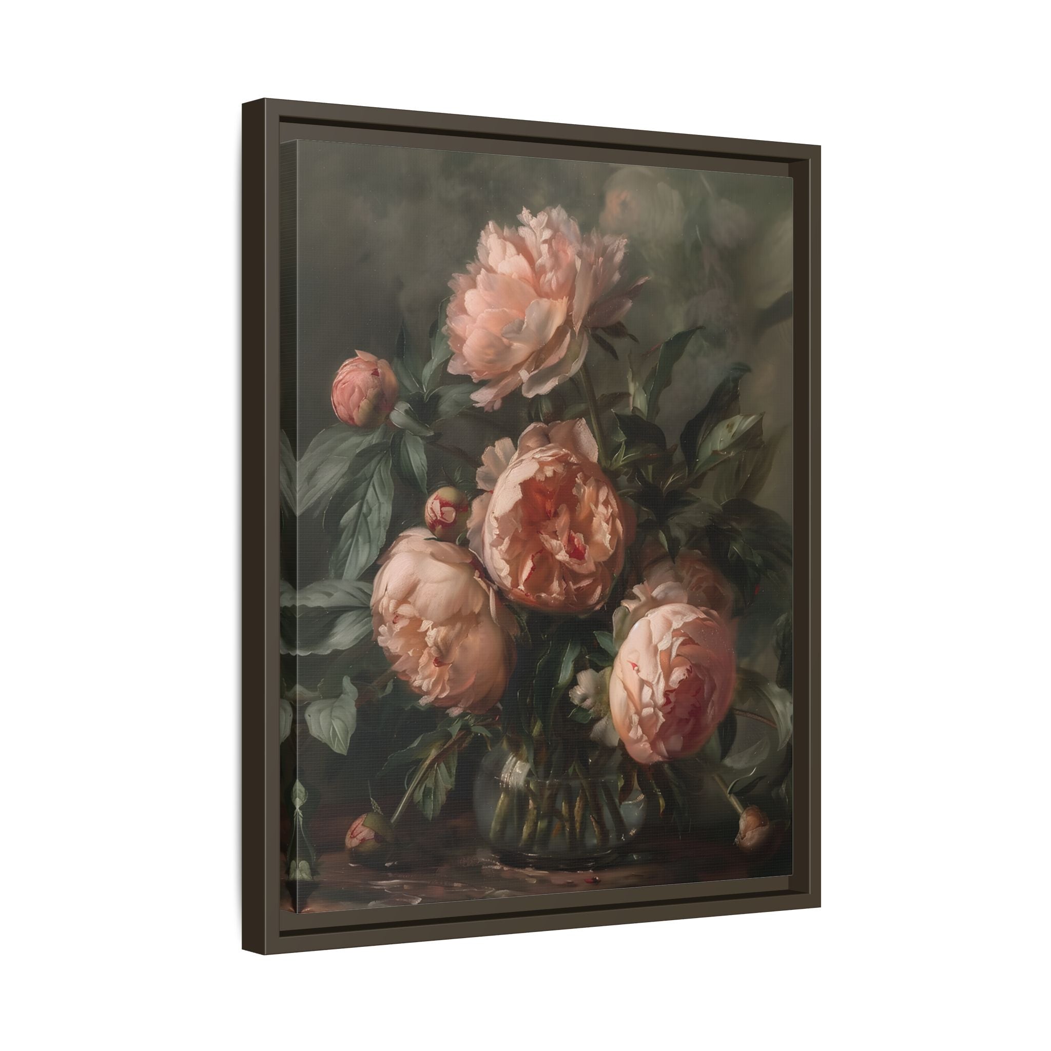Framed Canvas - Vintage Blush Peony Bouquet