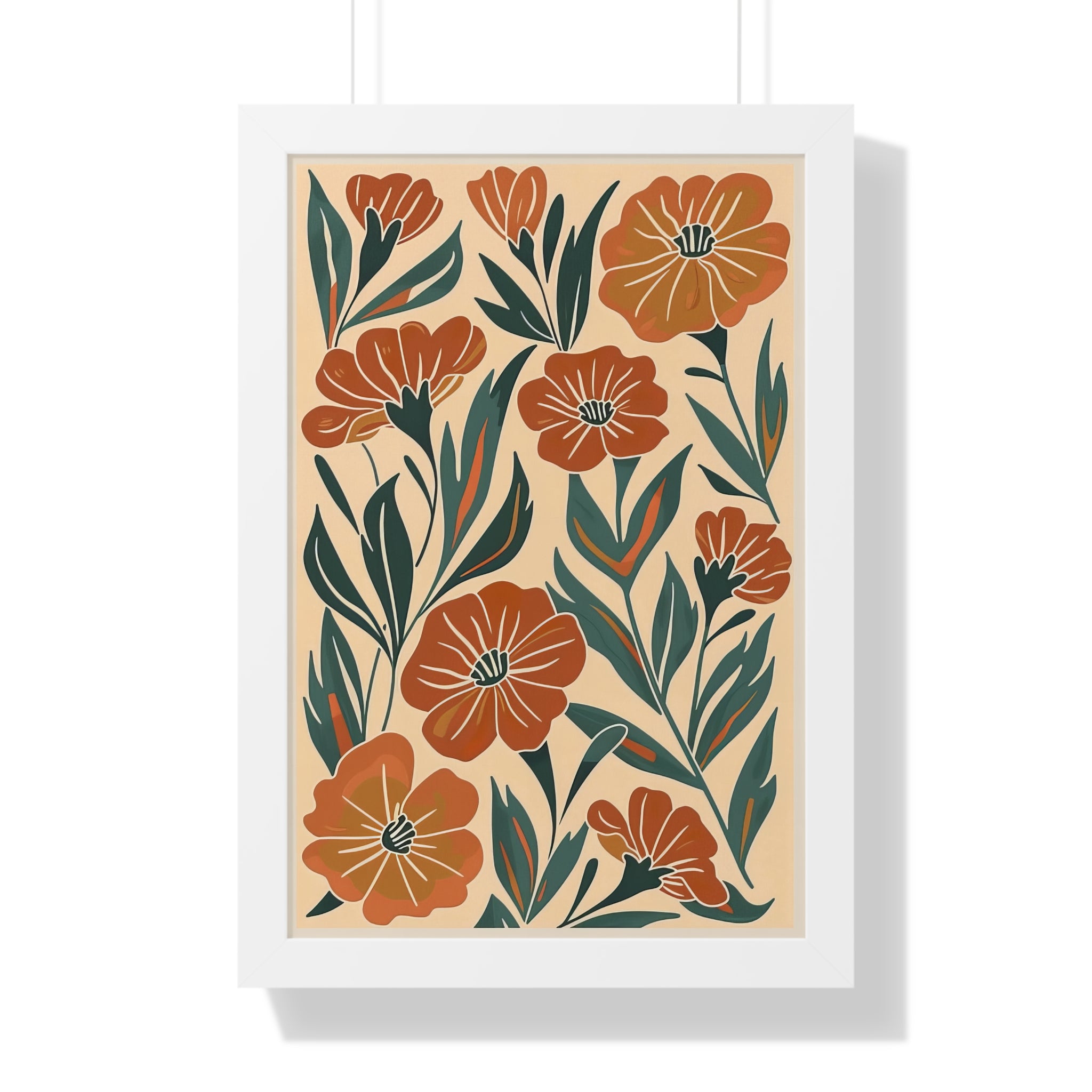Framed Paper Print - Burnt Orange Boho Blossoms