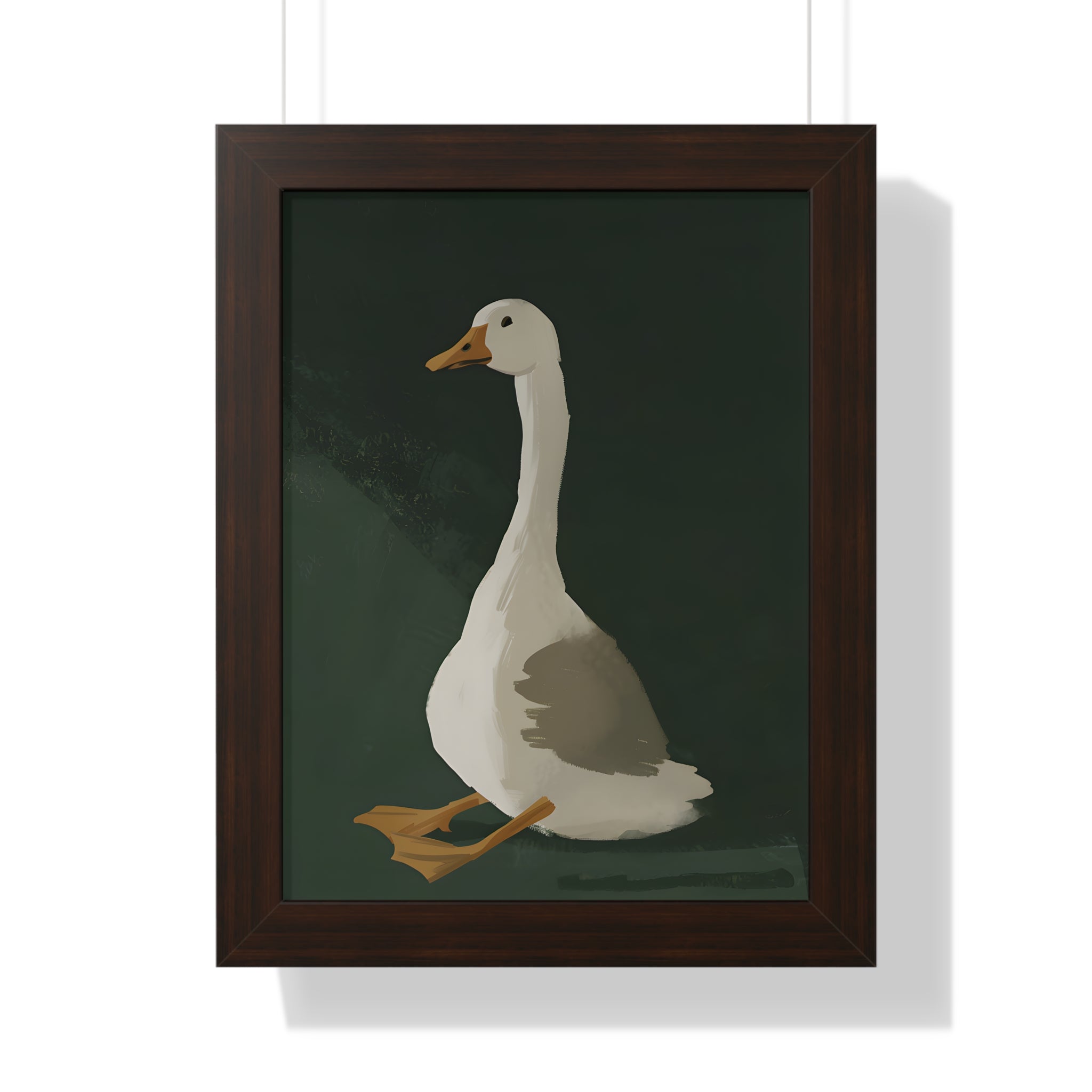 Framed Paper Print - Sitting Goose in Spotlight