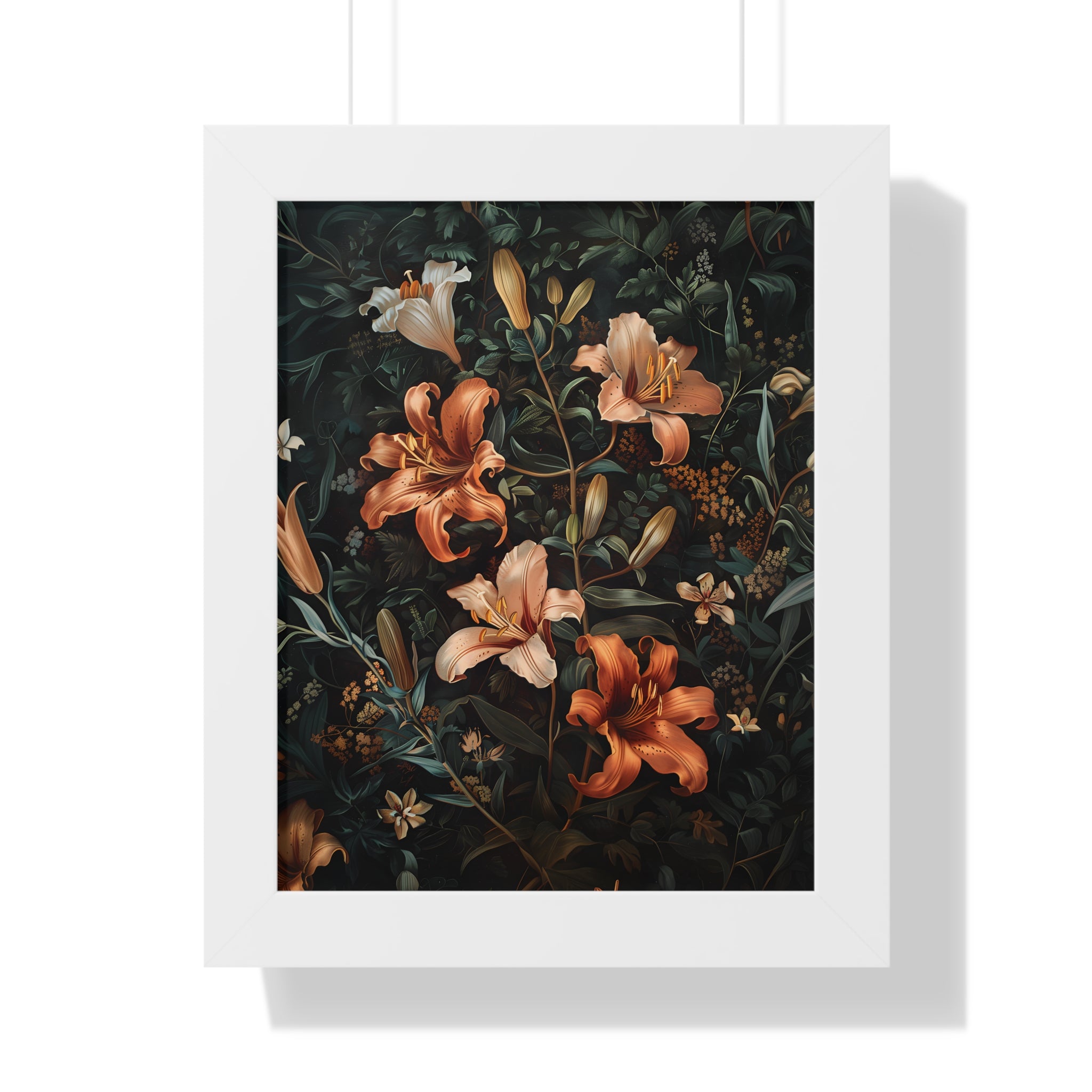 Framed Paper Print - Elegant Blooming Lilies