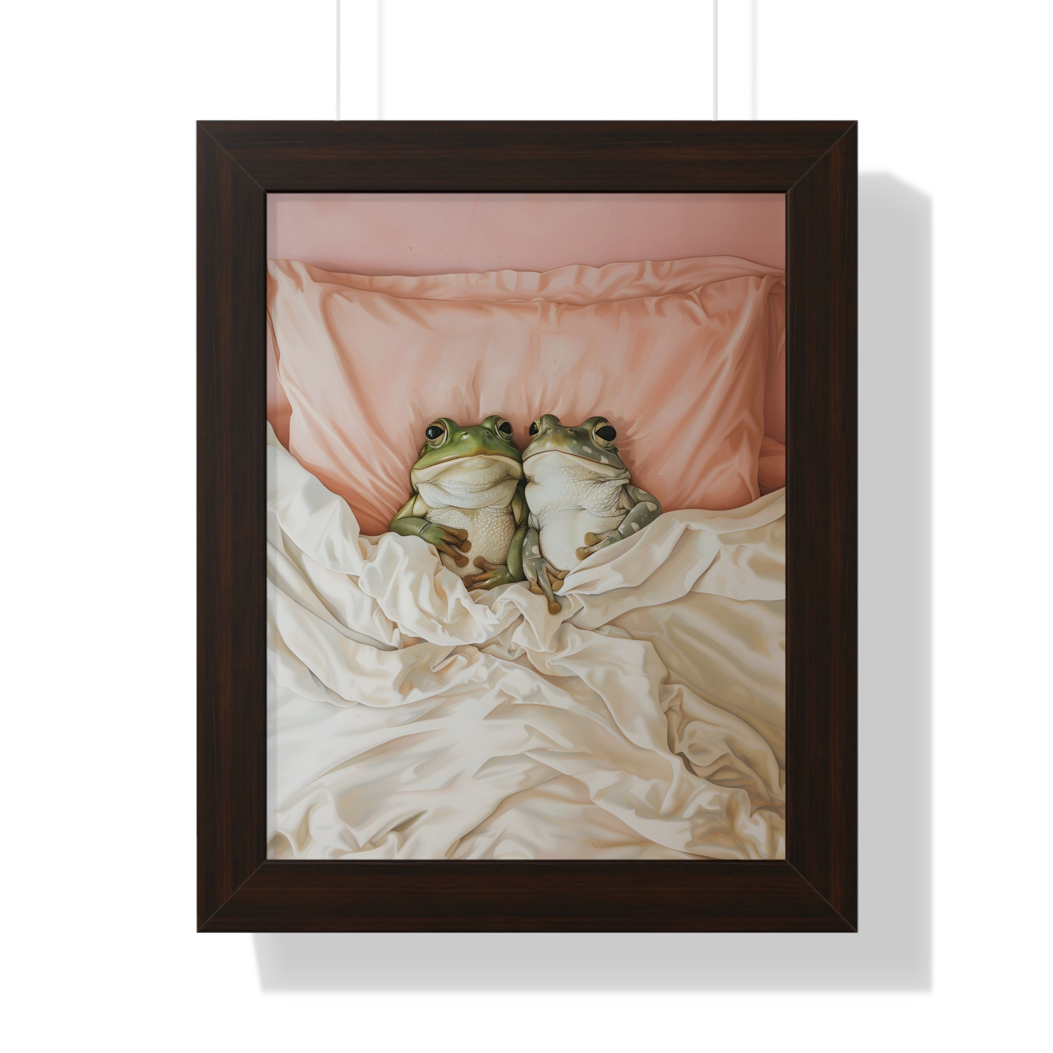 Framed Paper Print - Cozy Frogs Romantic Bliss