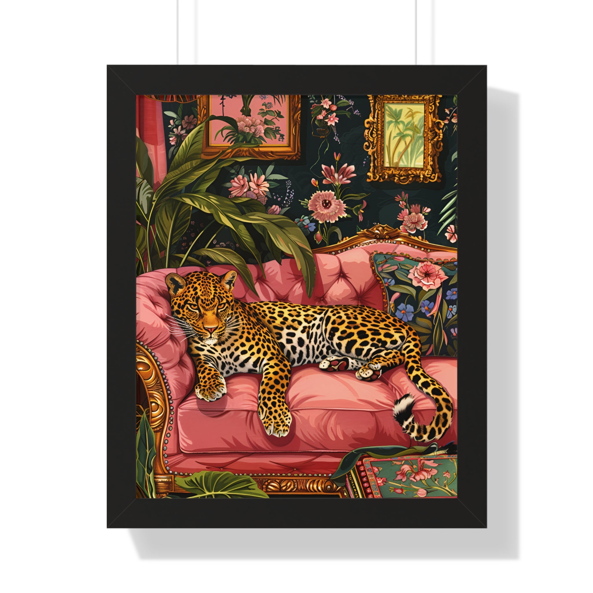 Framed Paper Print - Leopard Lounge in Bloom
