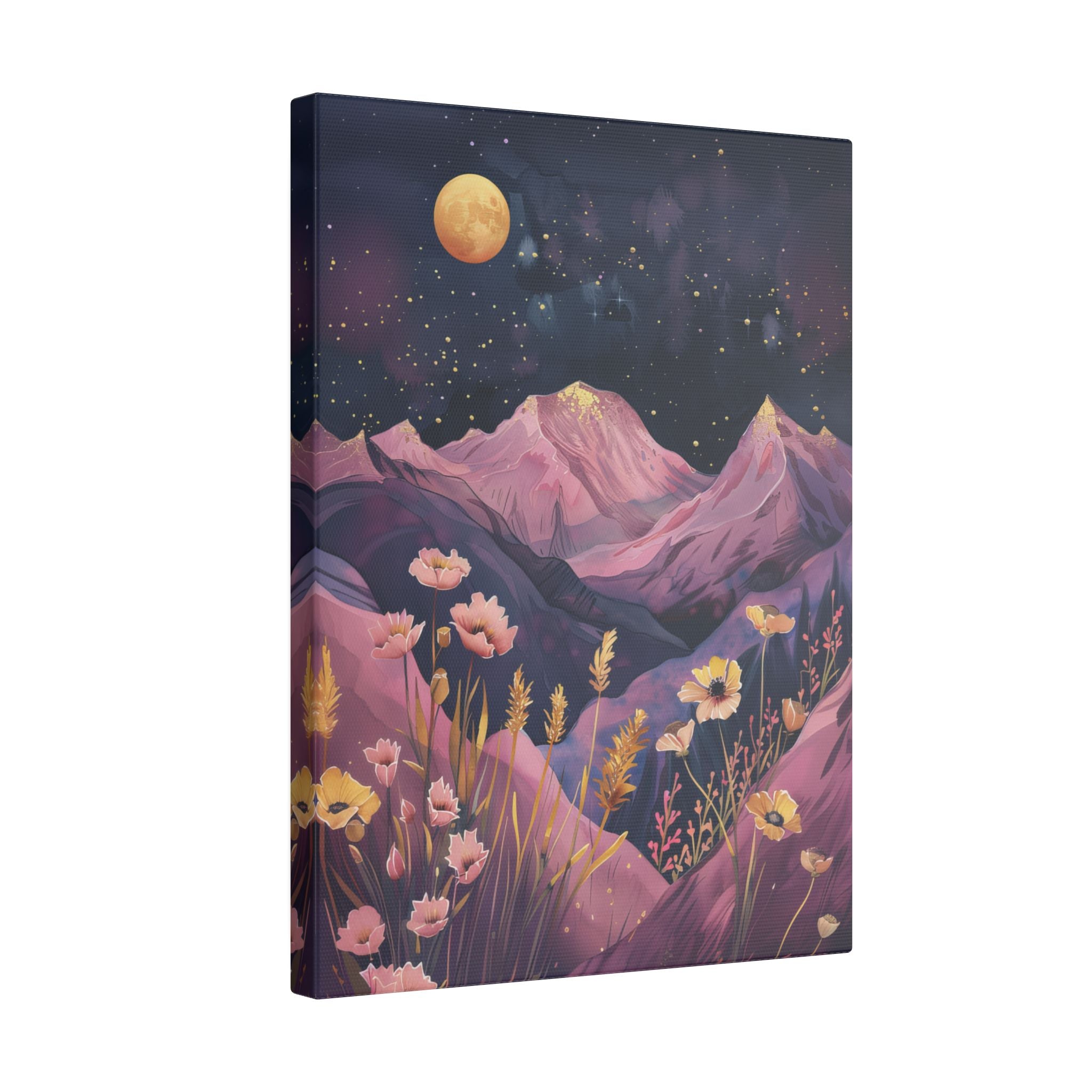 .75" Matte Canvas - Golden Moon Over Lavender Peaks
