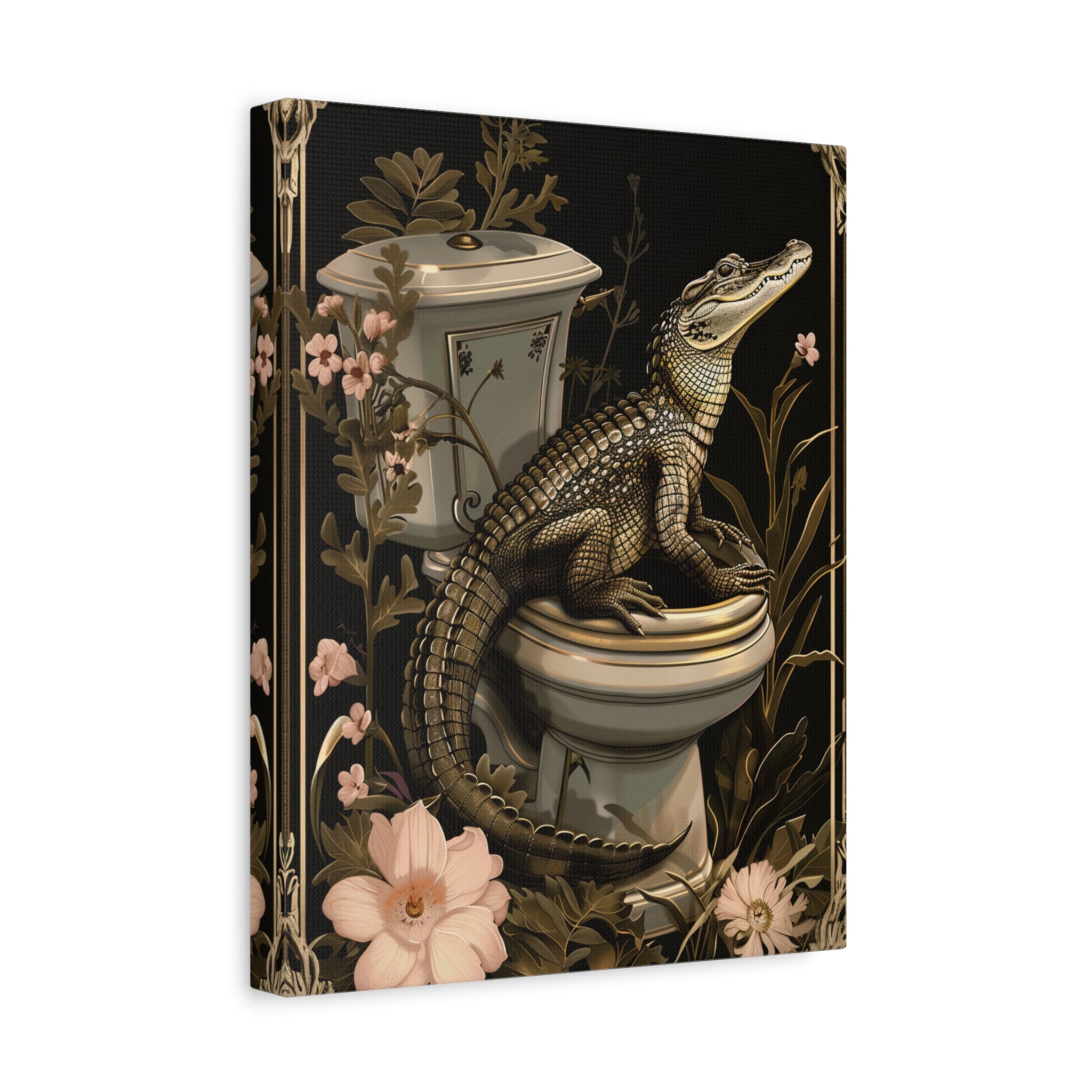 1.25" Matte Canvas - Toilet Gator Floral Surprise
