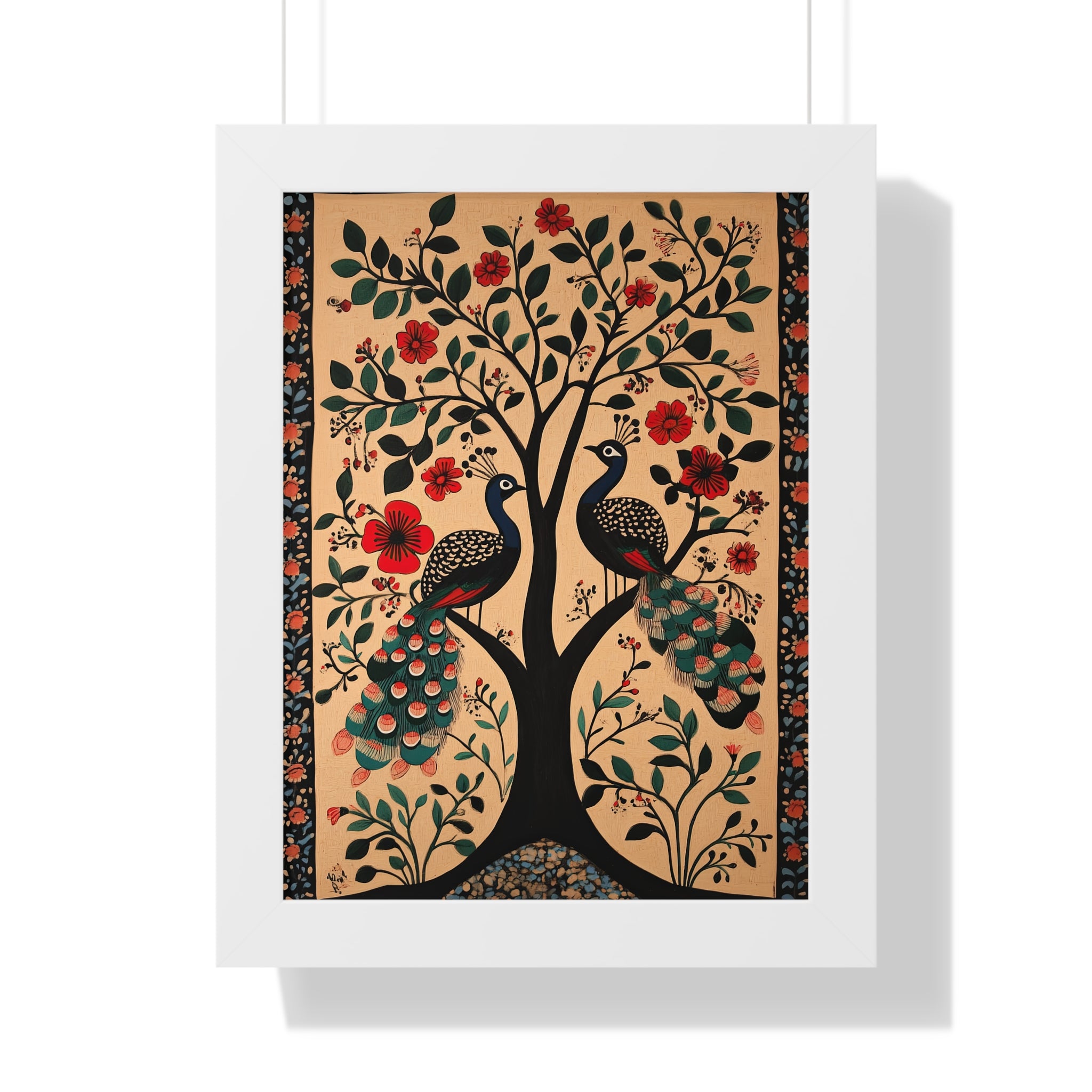 Framed Paper Print - Lovers Under Blooming Canopy