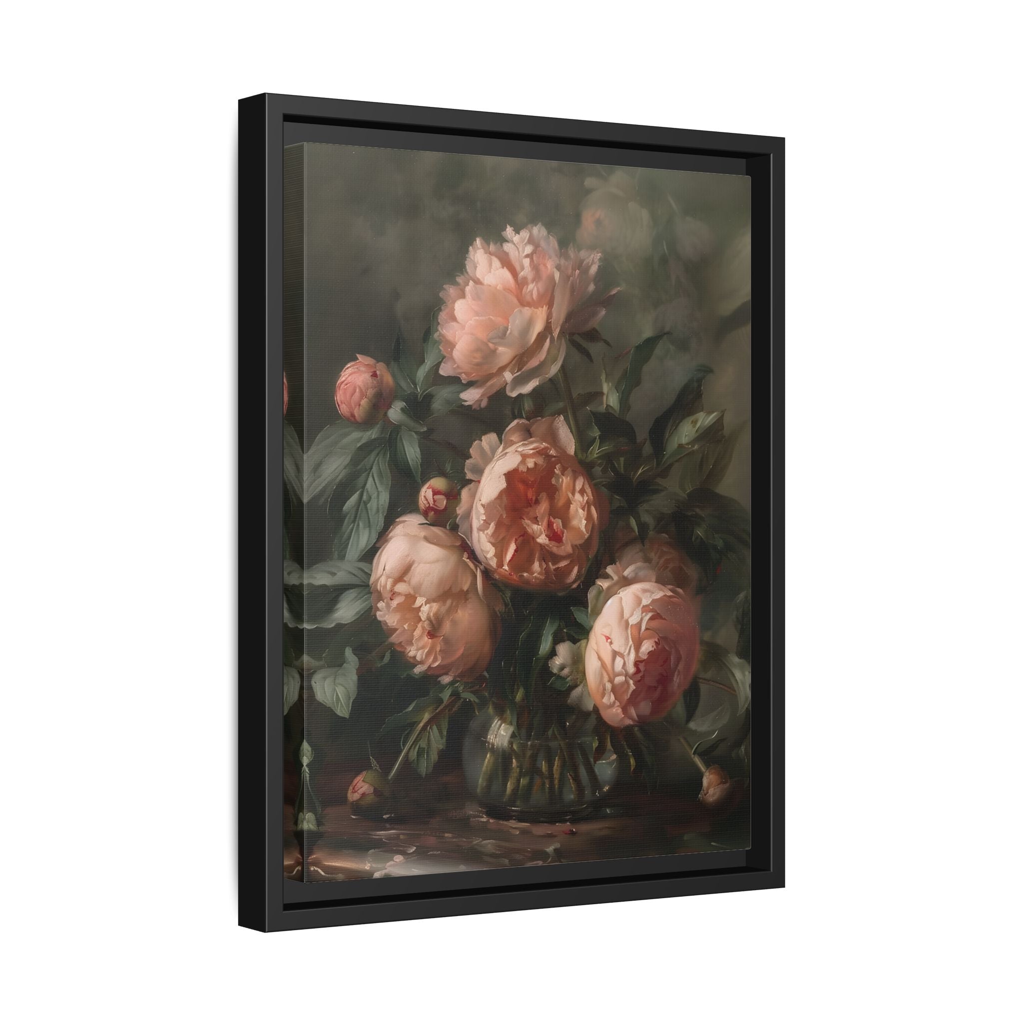 Framed Canvas - Vintage Blush Peony Bouquet