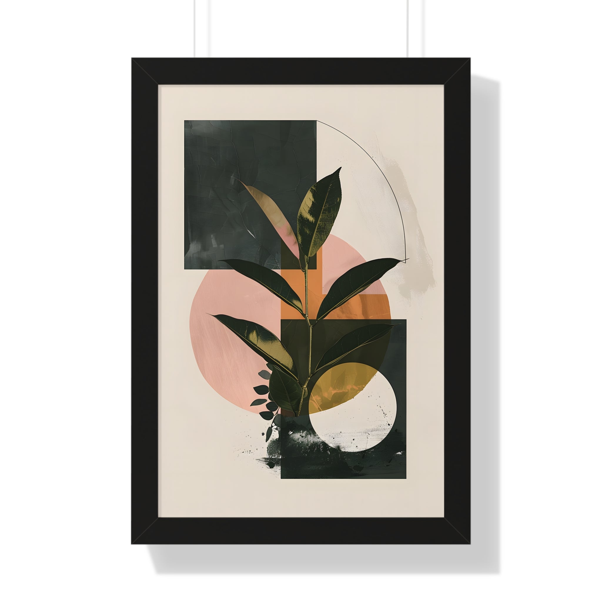 Framed Paper Print - Blush Geometry Leafscape