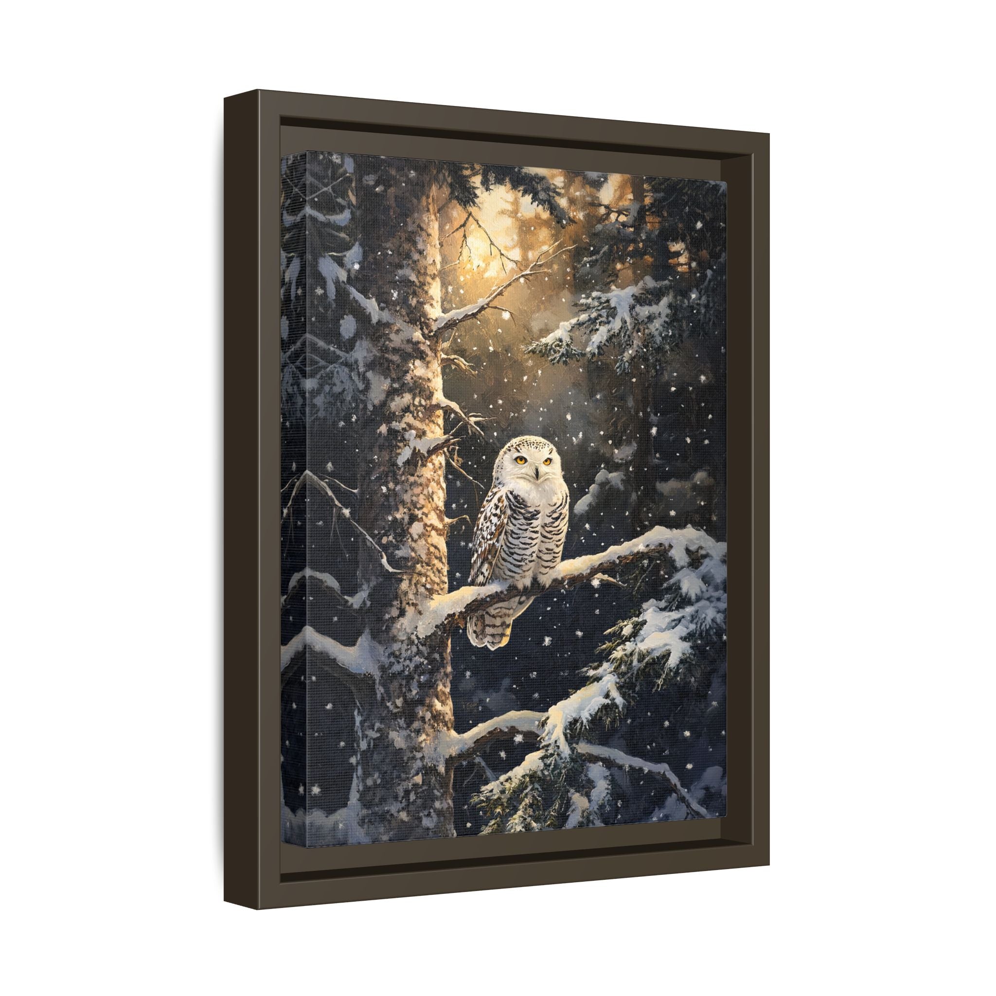 Framed Canvas - Silent Gaze Snow Owl