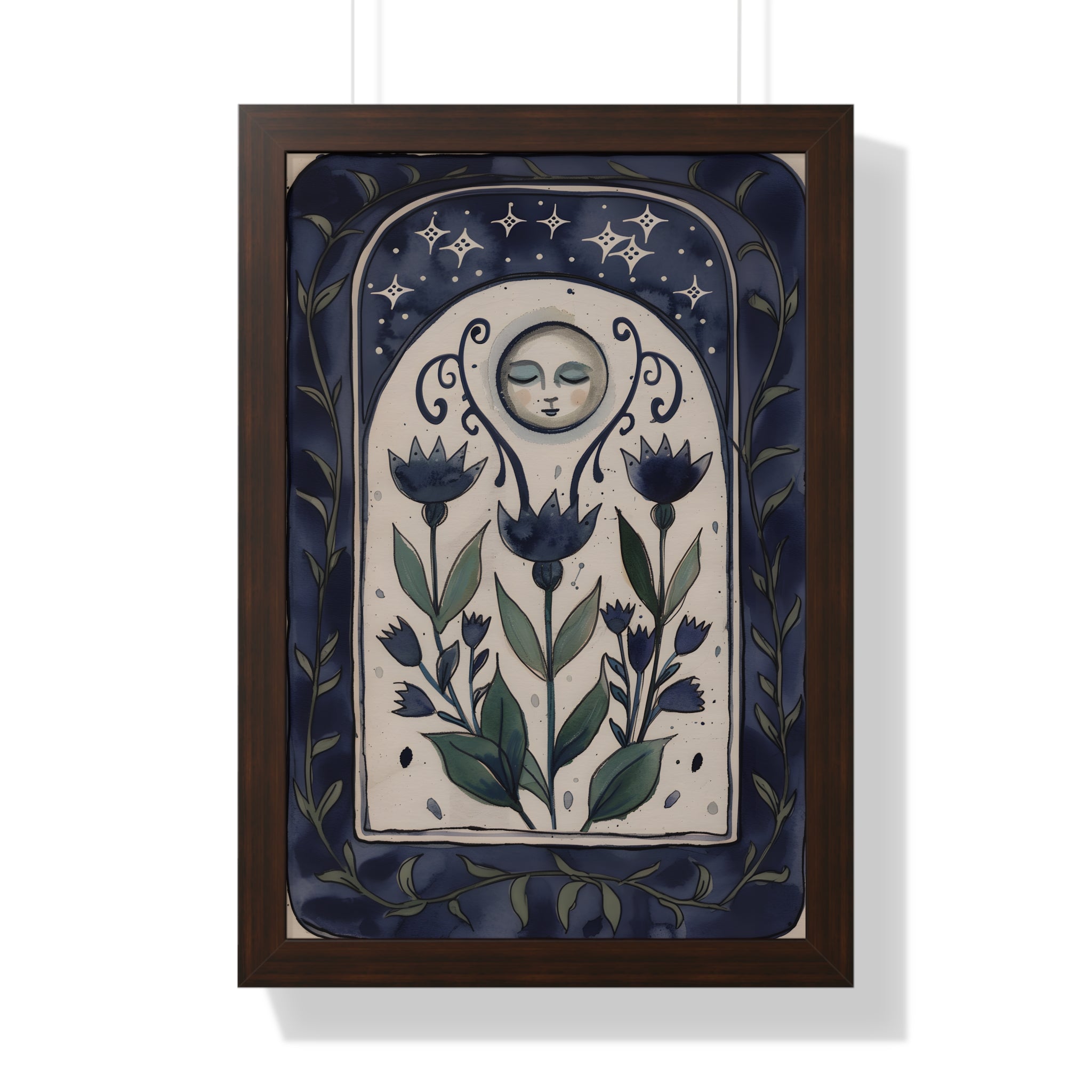 Framed Paper Print - Moonlit Folk Bloom Dream