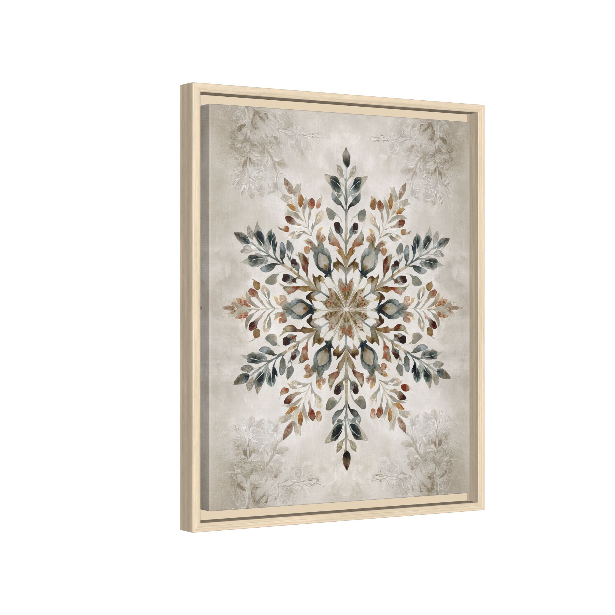 Framed Canvas - Nordic Botanical Snowflake