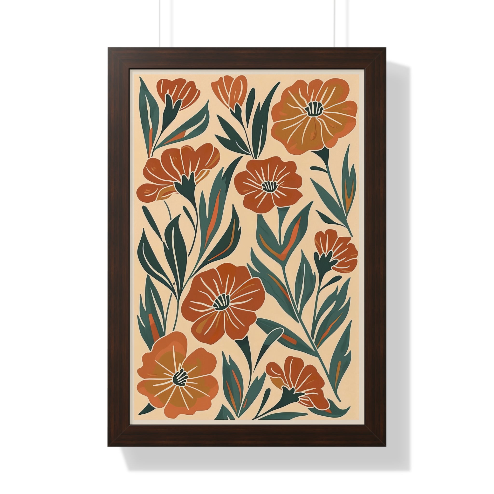 Framed Paper Print - Burnt Orange Boho Blossoms