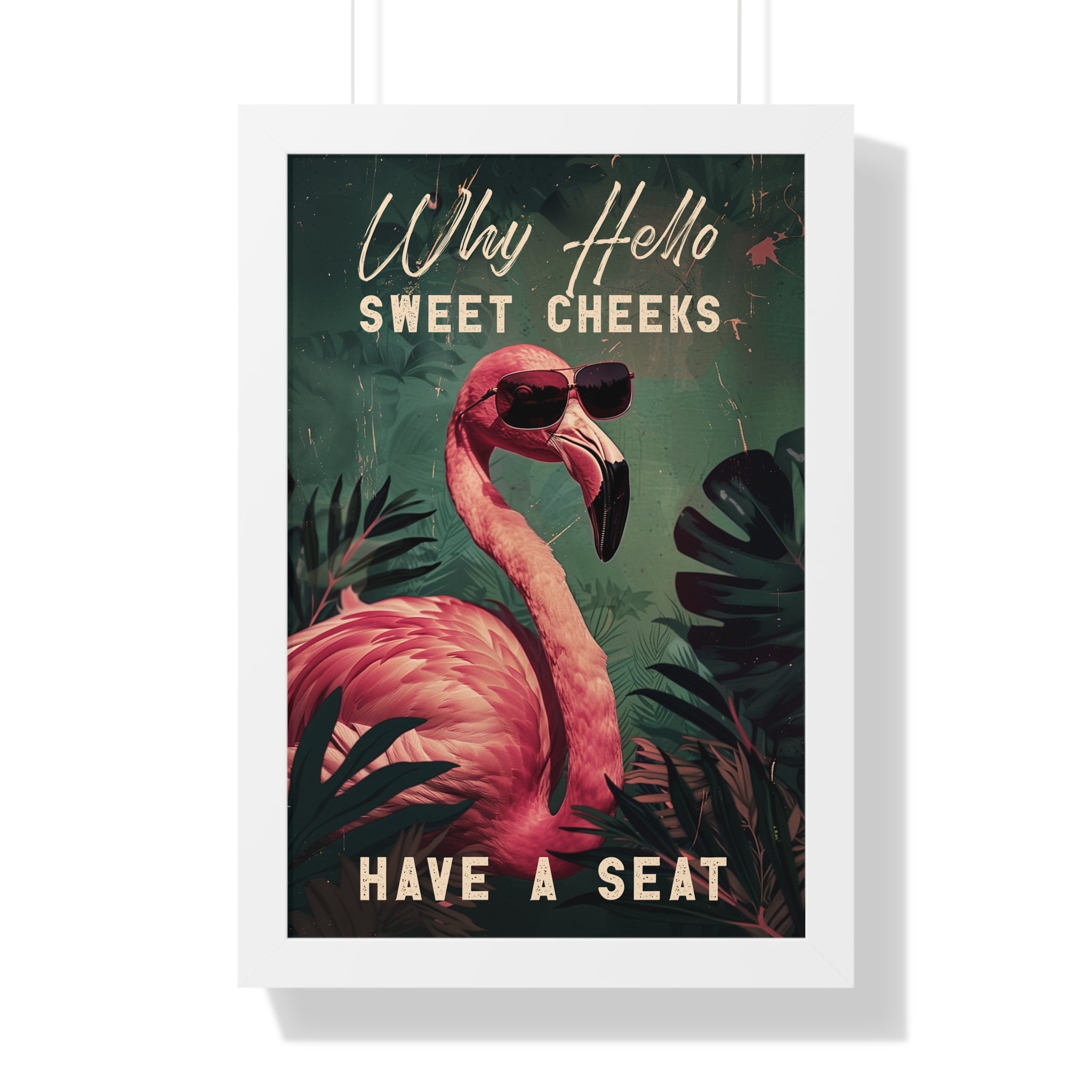 Framed Paper Print - Sweet Cheeks Flamingo Welcome