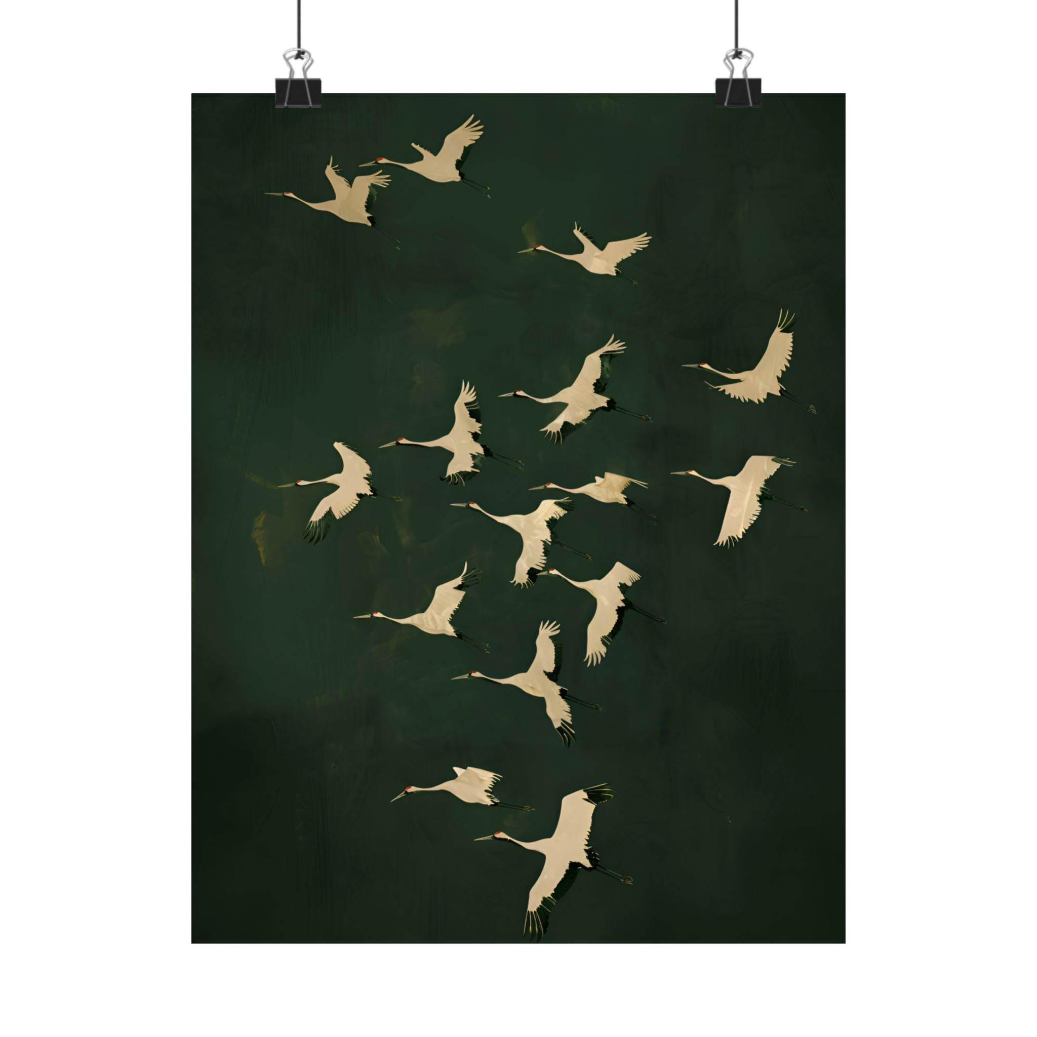 Emerald Sky Japanese Cranes