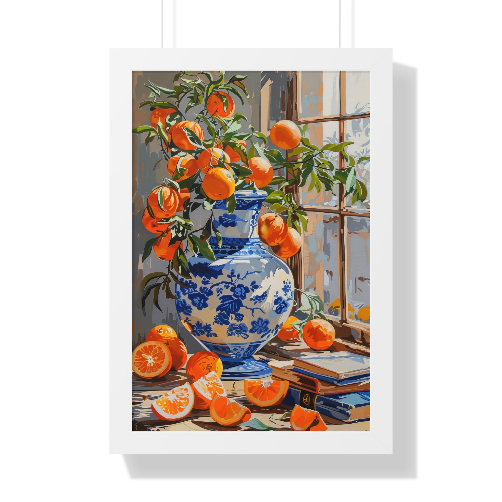 Framed Paper Print - Sunlit Citrus & Porcelain