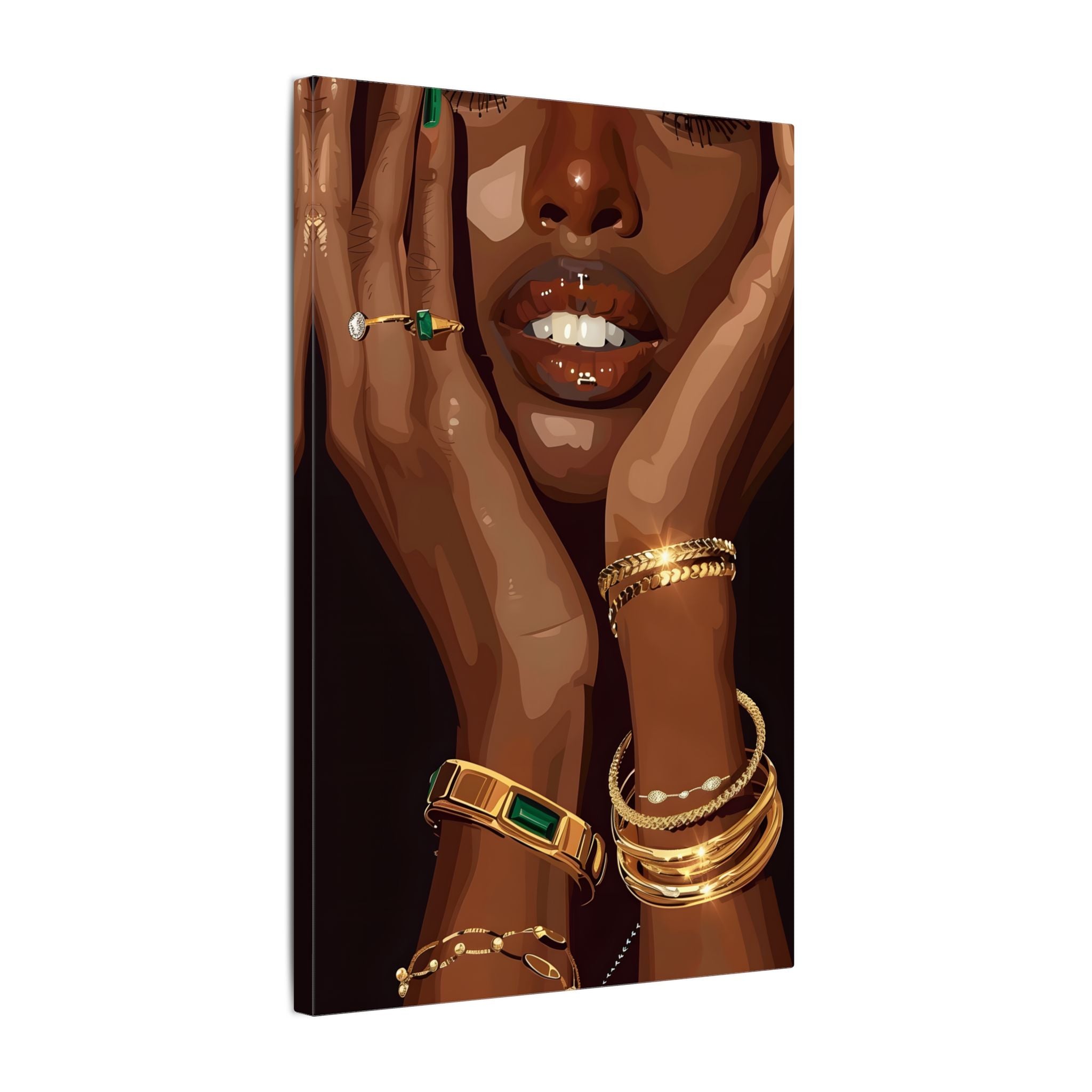 .75" Matte Canvas - Golden Emerald Beauty Portrait