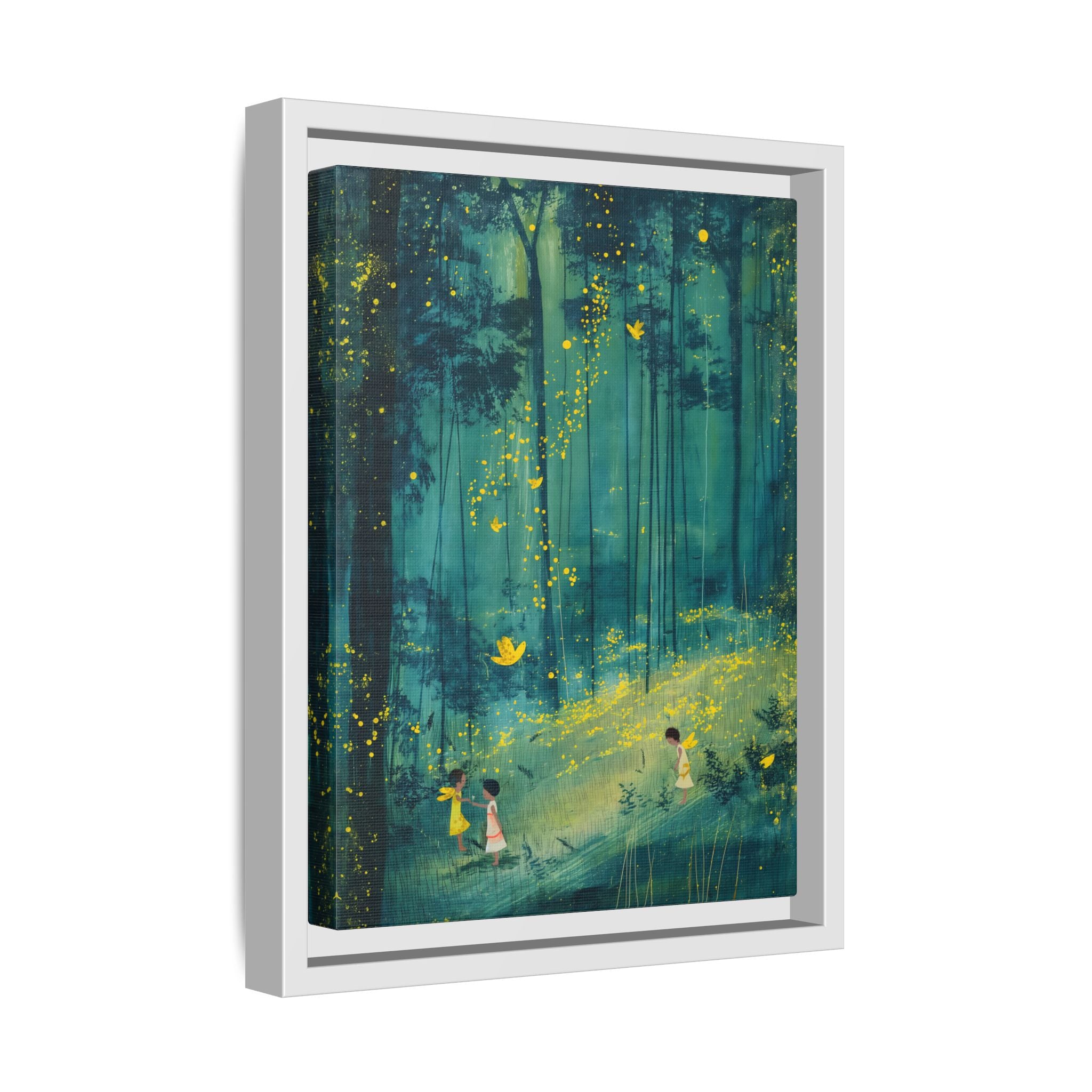 Framed Canvas - Enchanted Firefly Forest