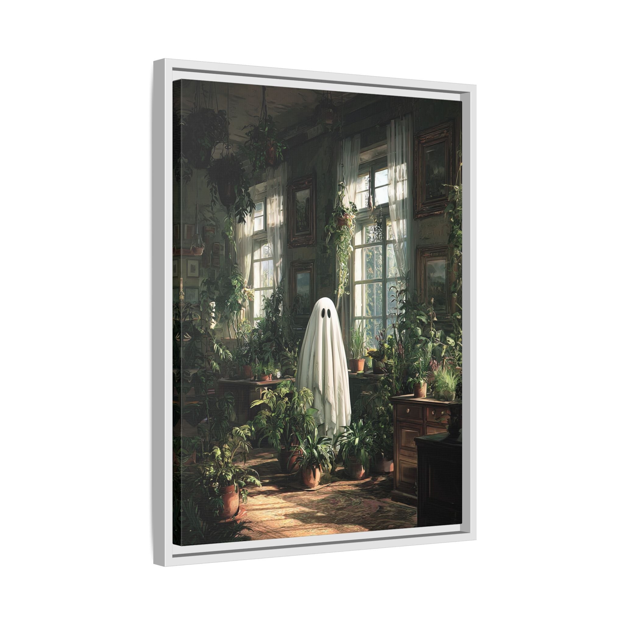 Framed Canvas - Ghost Among Houseplants