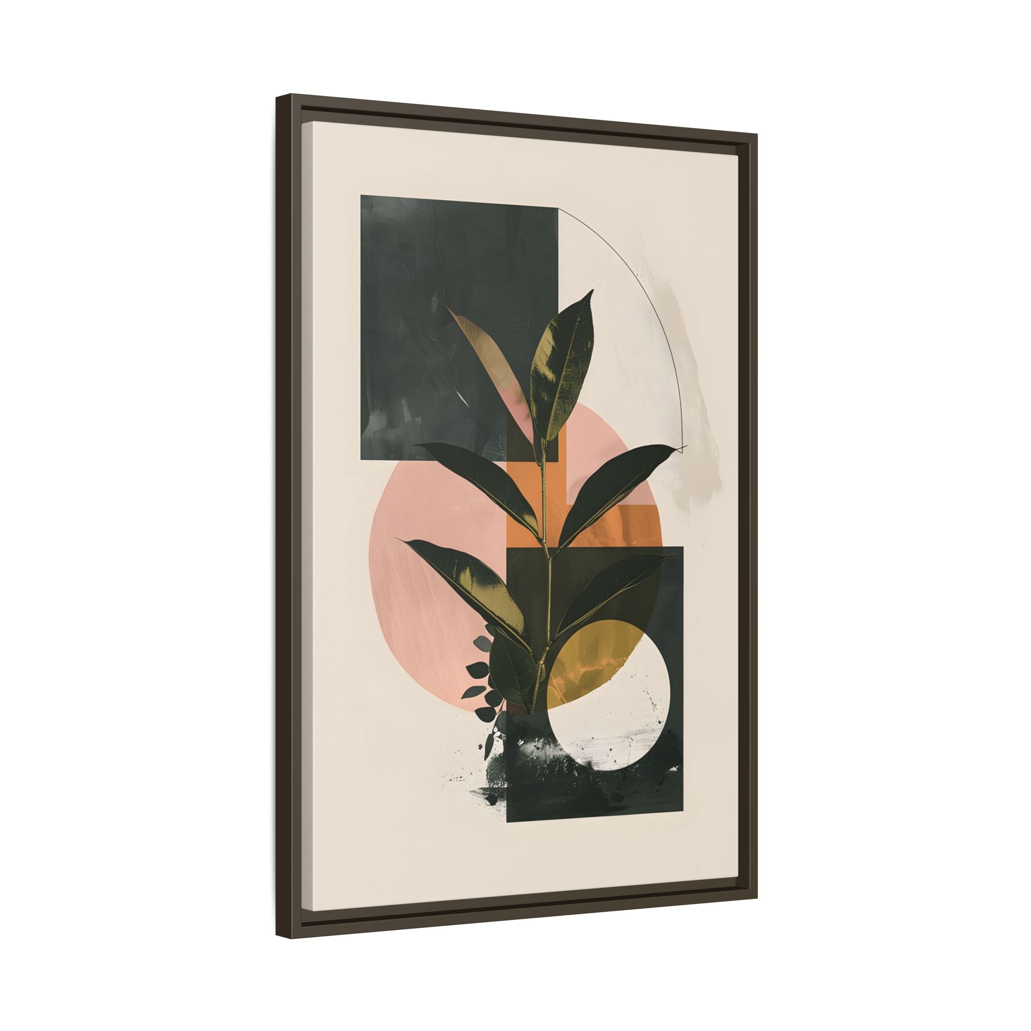 Framed Canvas - Blush Geometry Leafscape