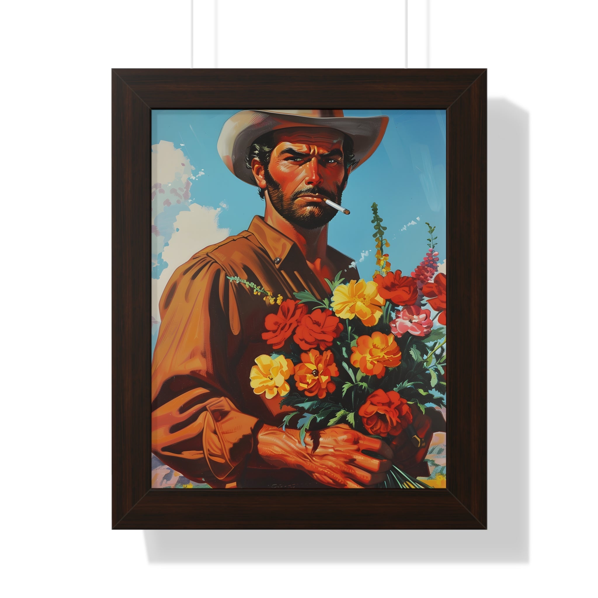 Framed Paper Print - Rugged Blooms Cowboy
