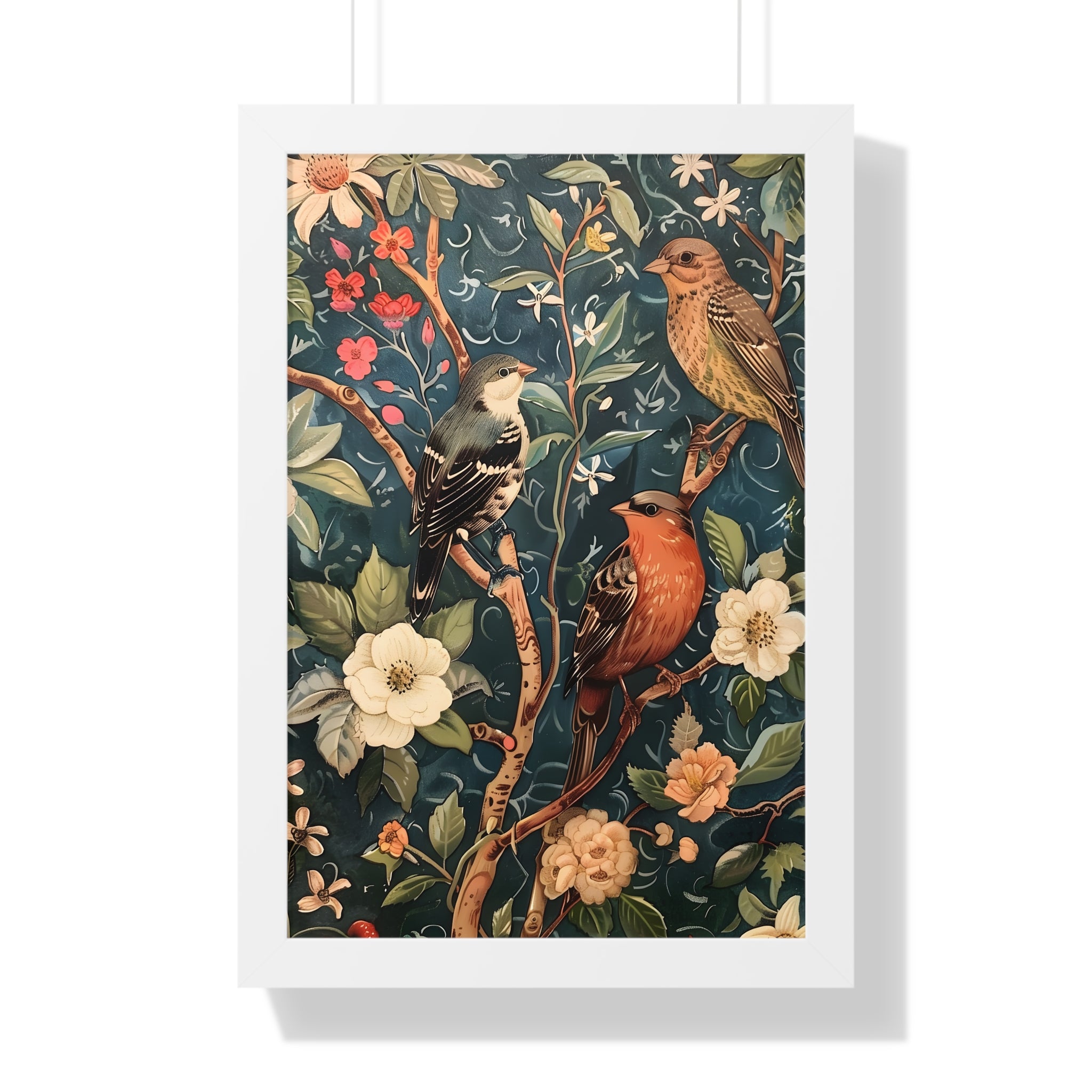 Framed Paper Print - Robin and Sparrow Symphony