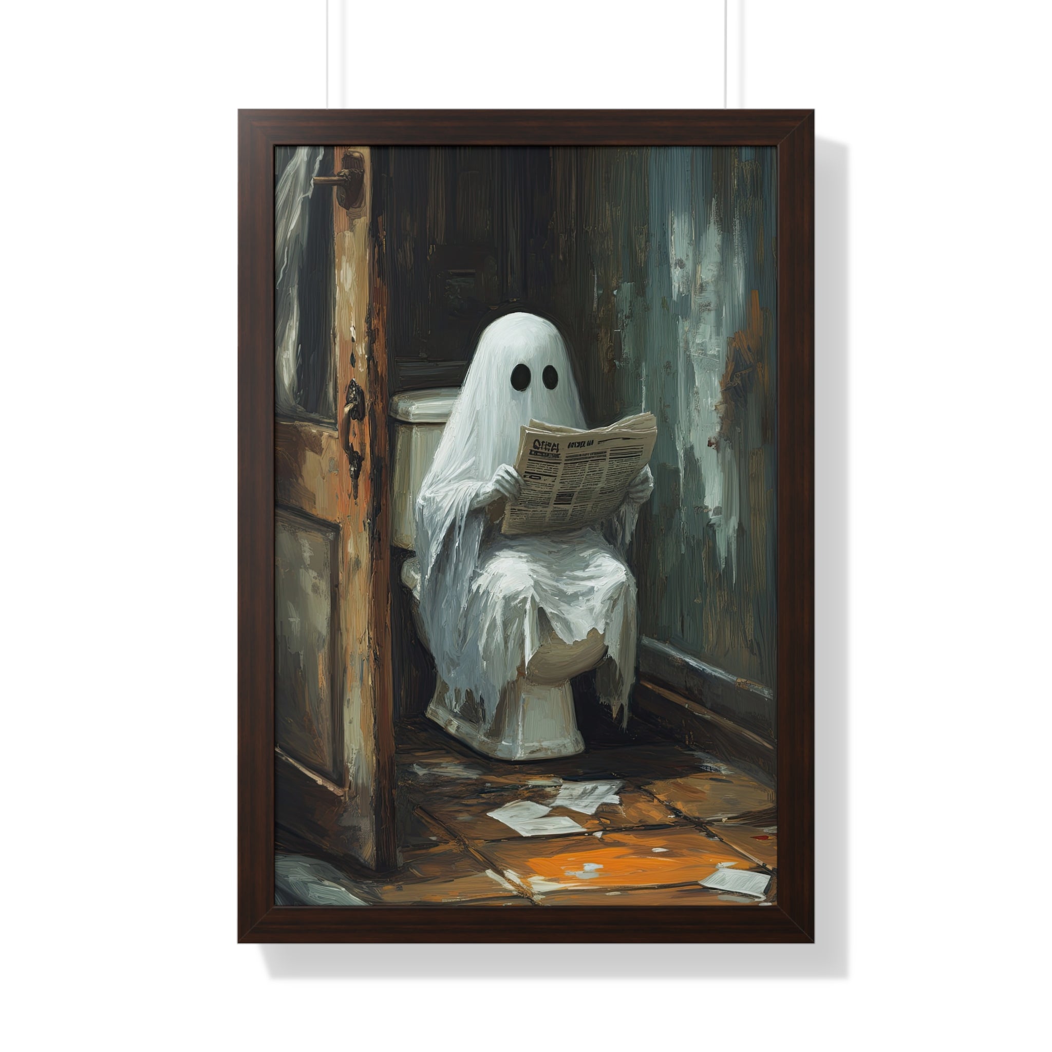 Framed Paper Print - Ghostly Bathroom Break
