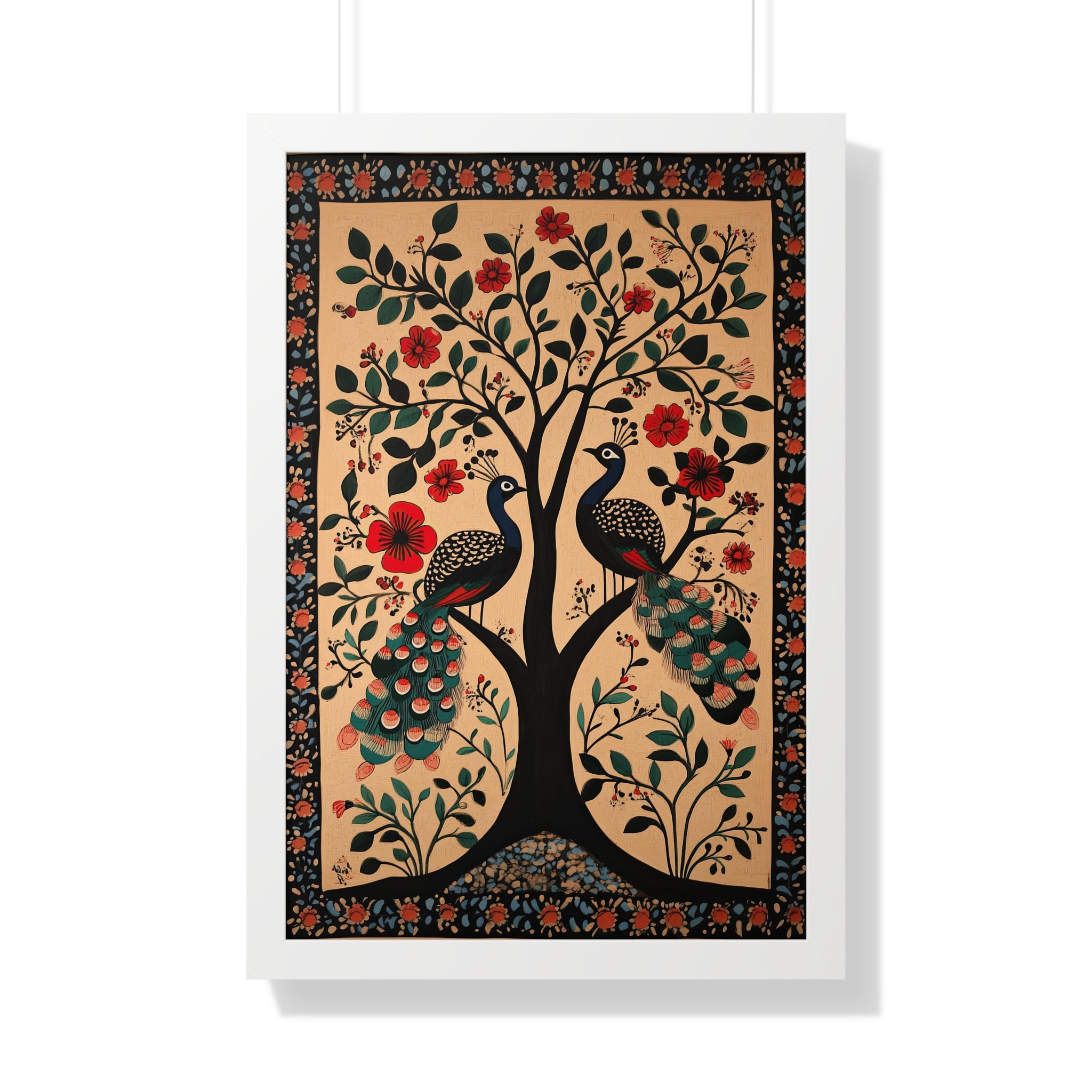 Framed Paper Print - Lovers Under Blooming Canopy