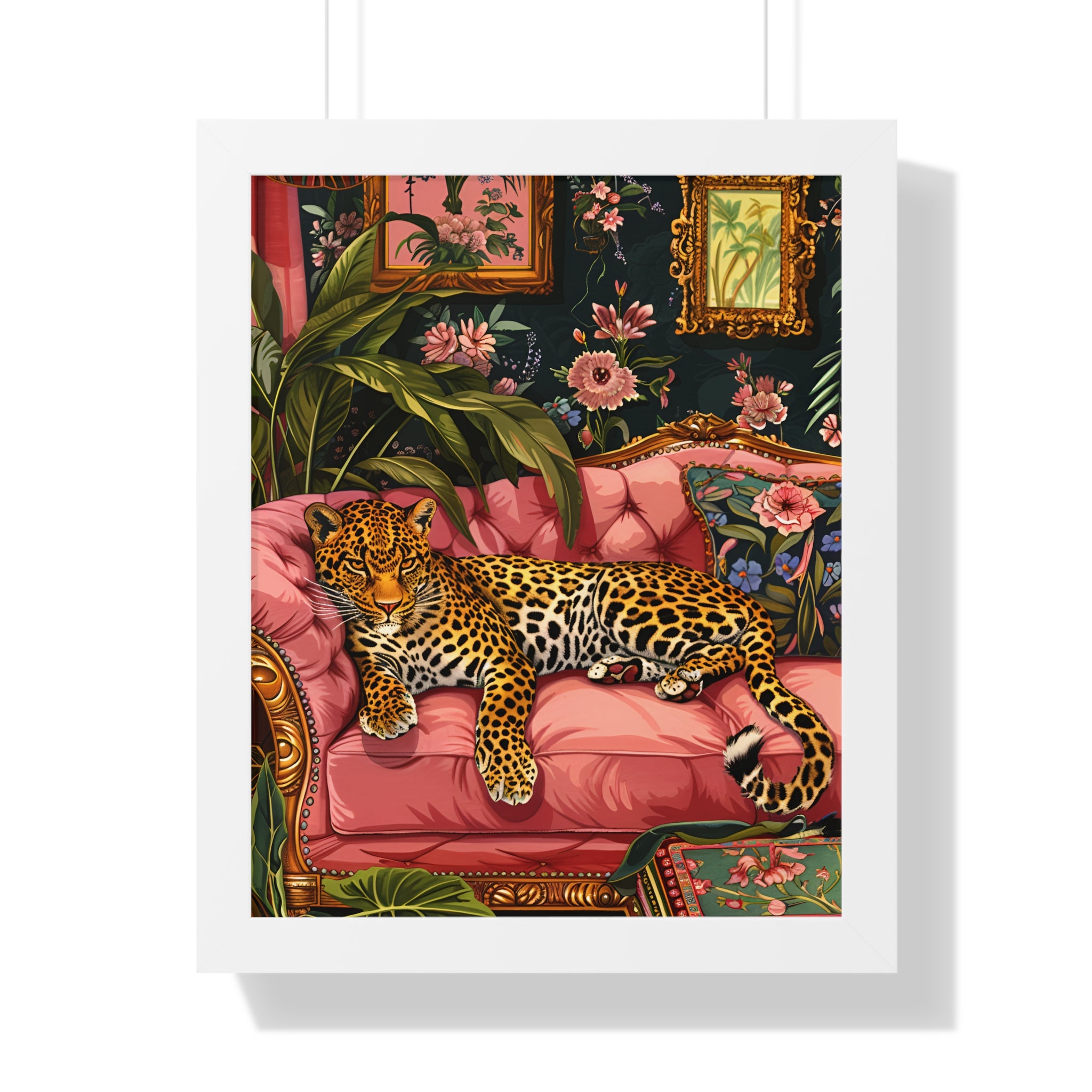 Framed Paper Print - Leopard Lounge in Bloom