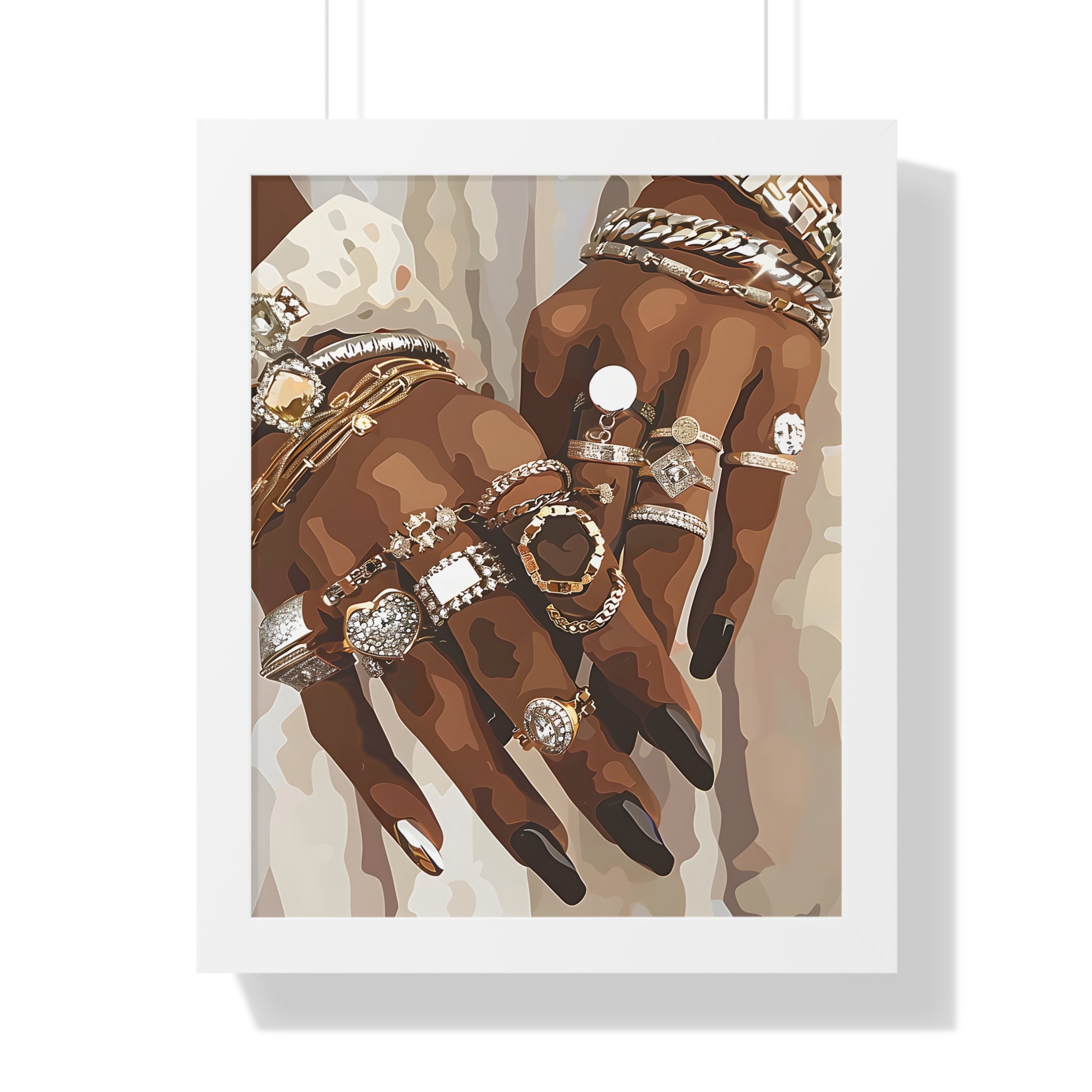 Framed Paper Print - Layered Luxe Jewelry Hands