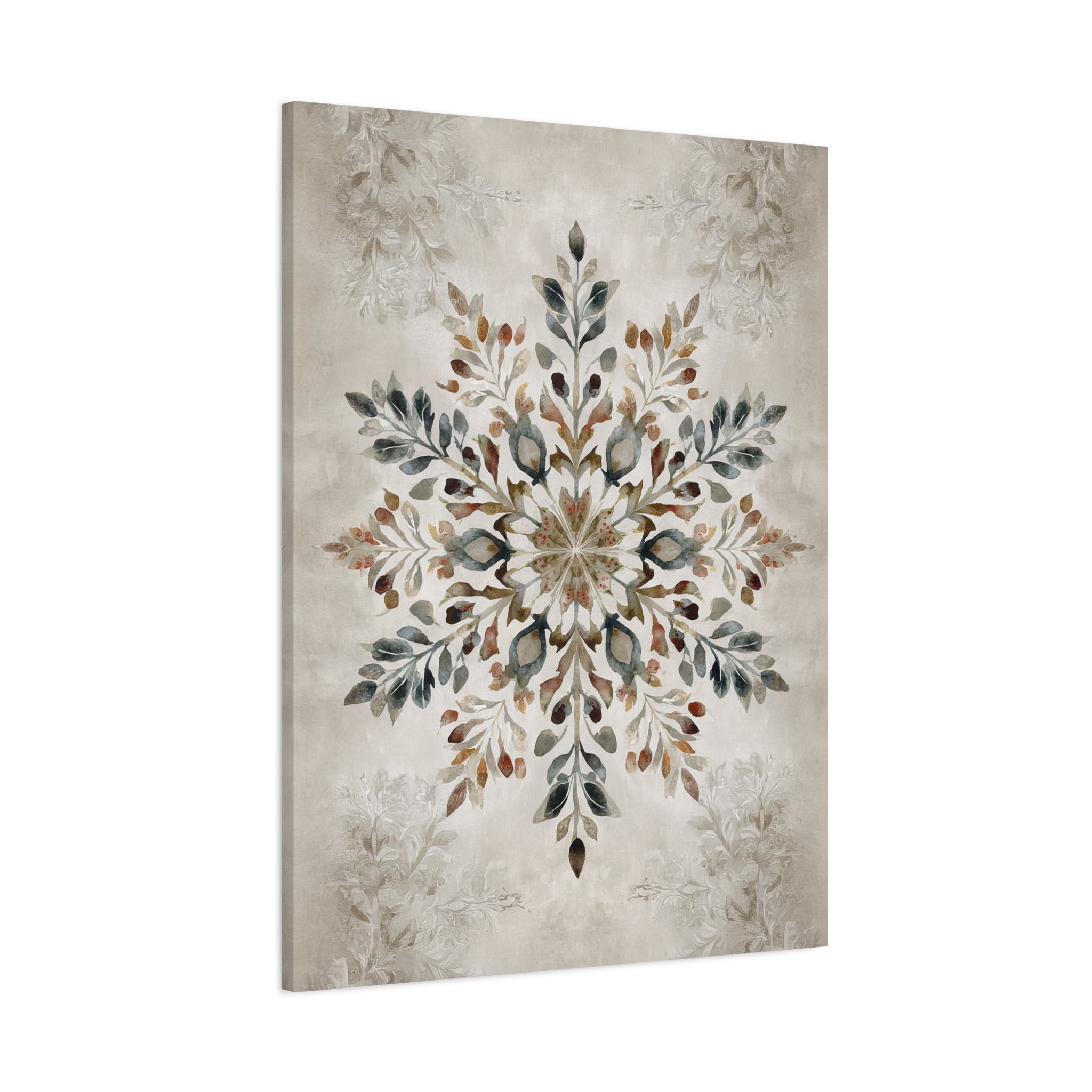 1.25" Matte Canvas - Nordic Botanical Snowflake