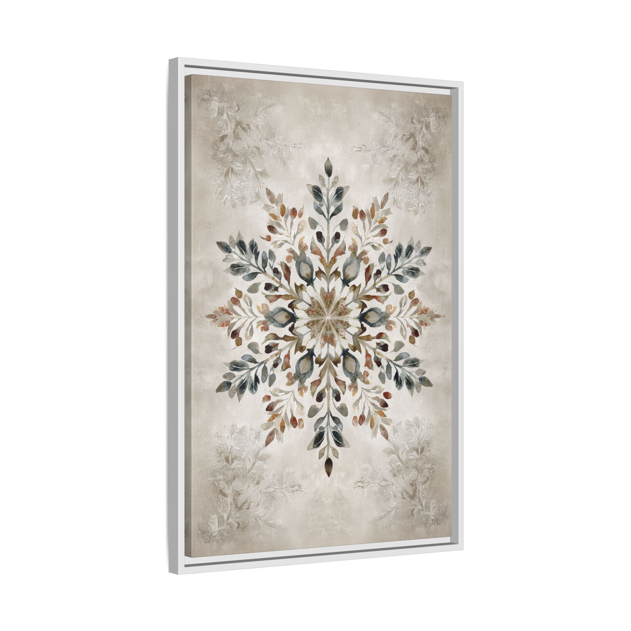 Framed Canvas - Nordic Botanical Snowflake