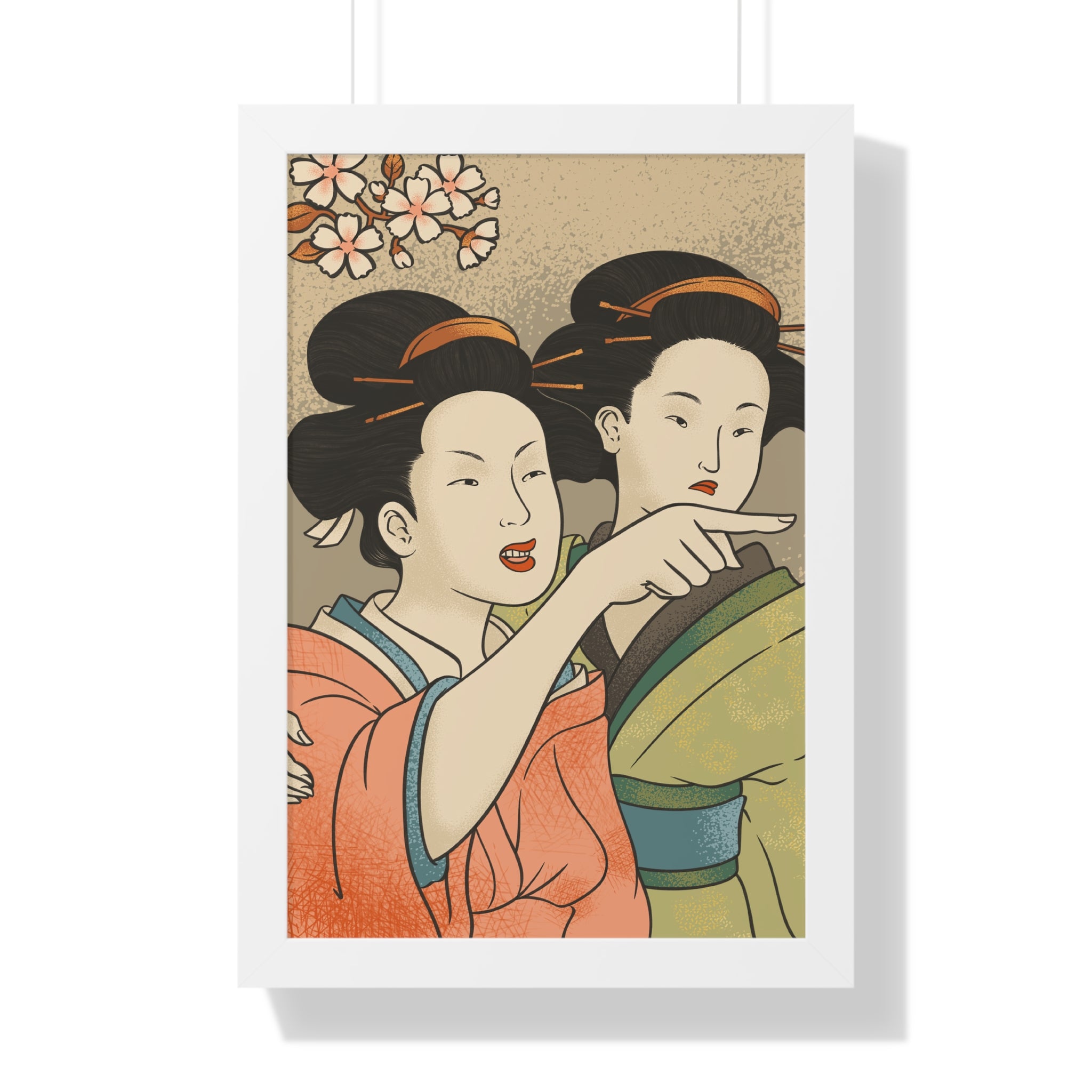 Framed Paper Print - Japanese Woman Yells at Cat