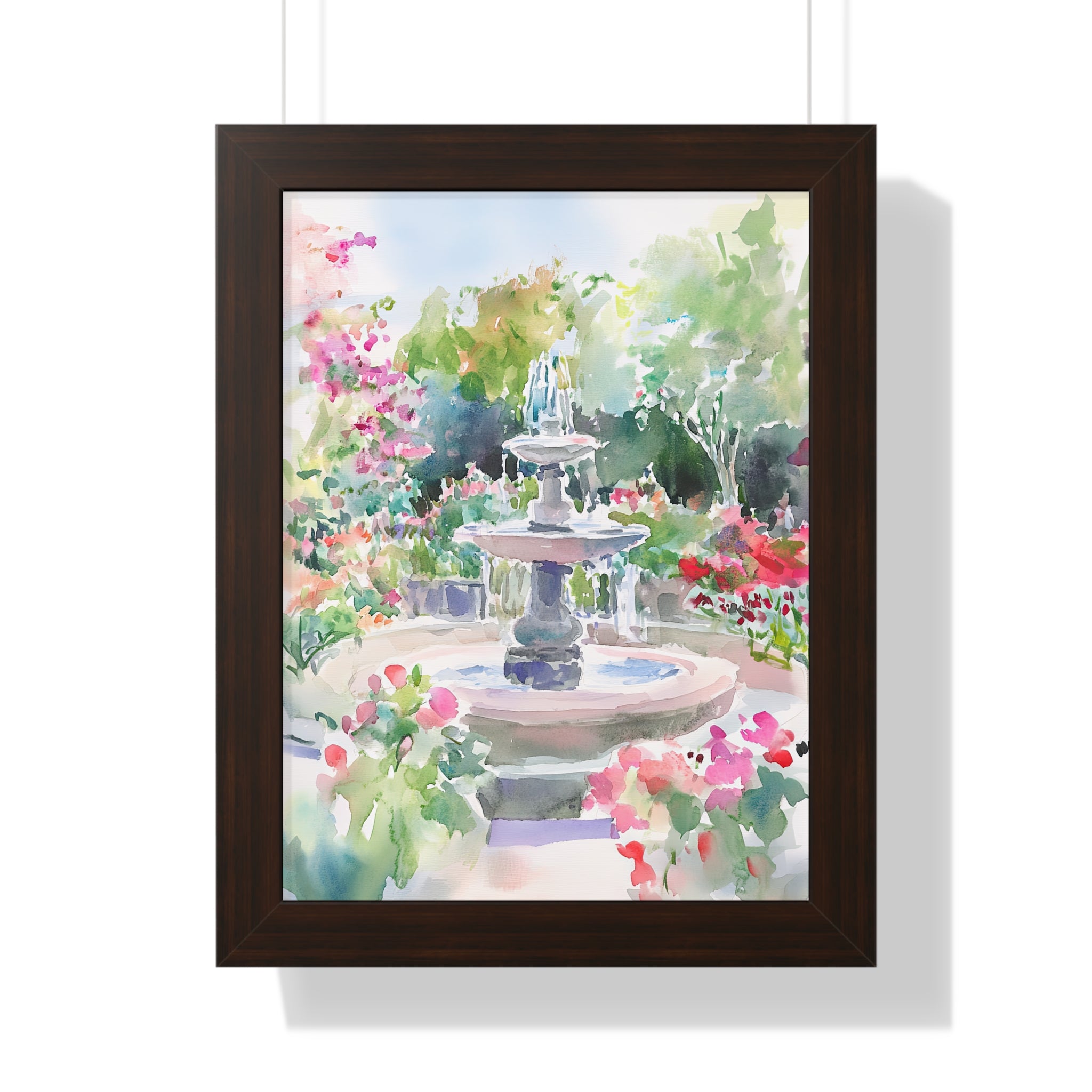 Framed Paper Print - Charleston Garden Fountain View