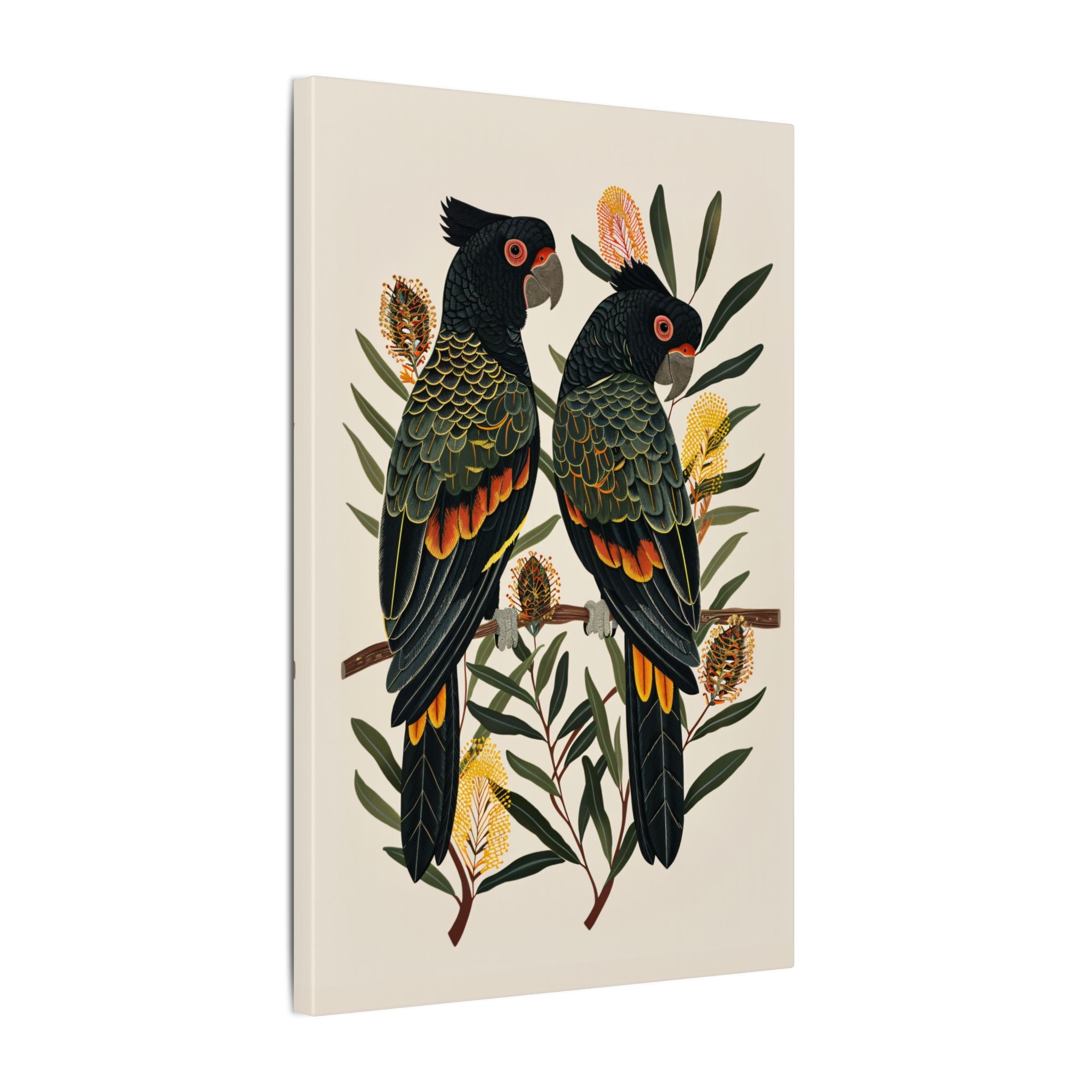 .75" Matte Canvas - Black Cockatoos Among Banksia