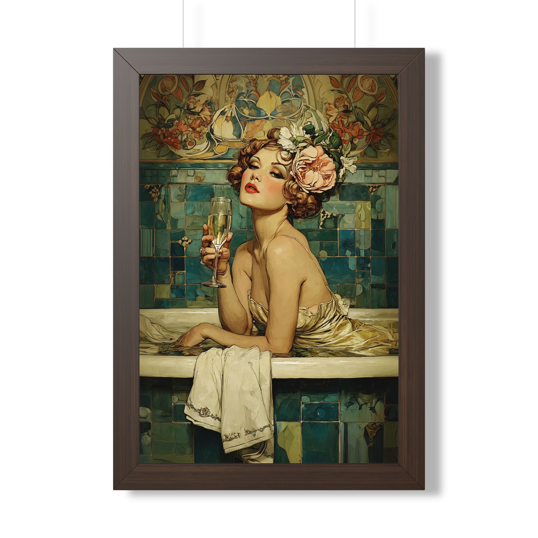 Framed Paper Print - Champagne Bathtub Coquette